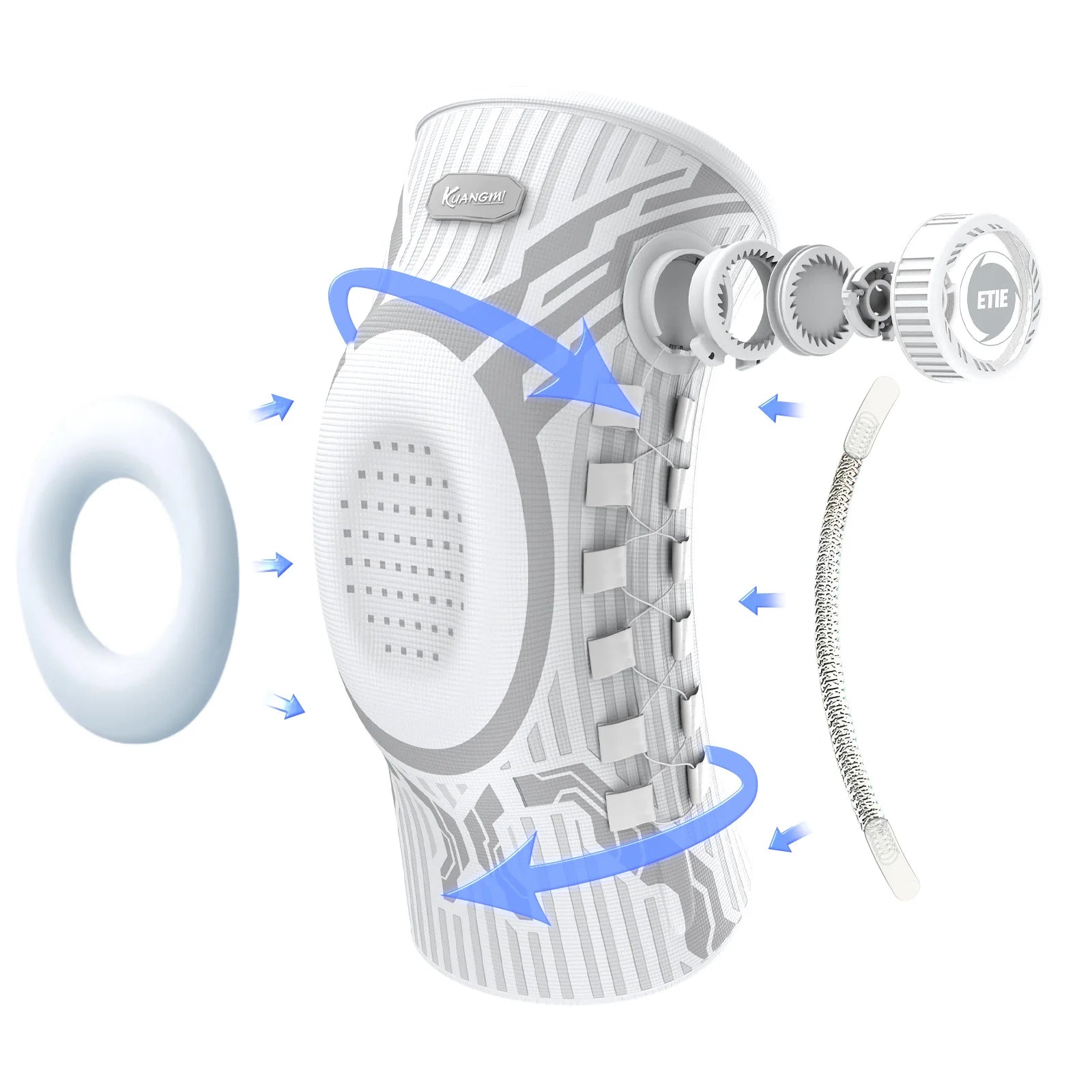 תומך ברך אורטופדי עם ריפוד ג'ל ומייצבים צדדיים