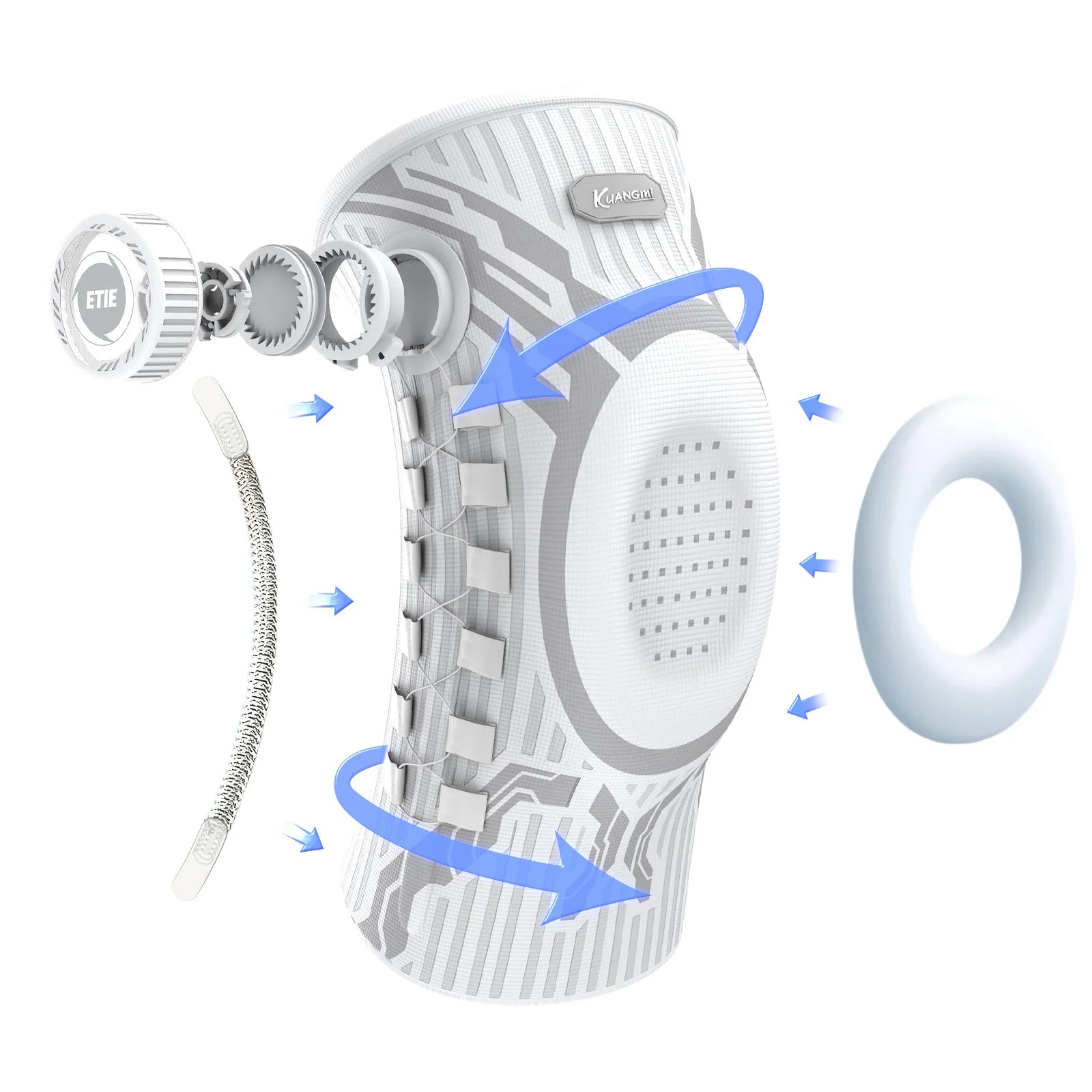 תומך ברך אורטופדי עם ריפוד ג'ל ומייצבים צדדיים