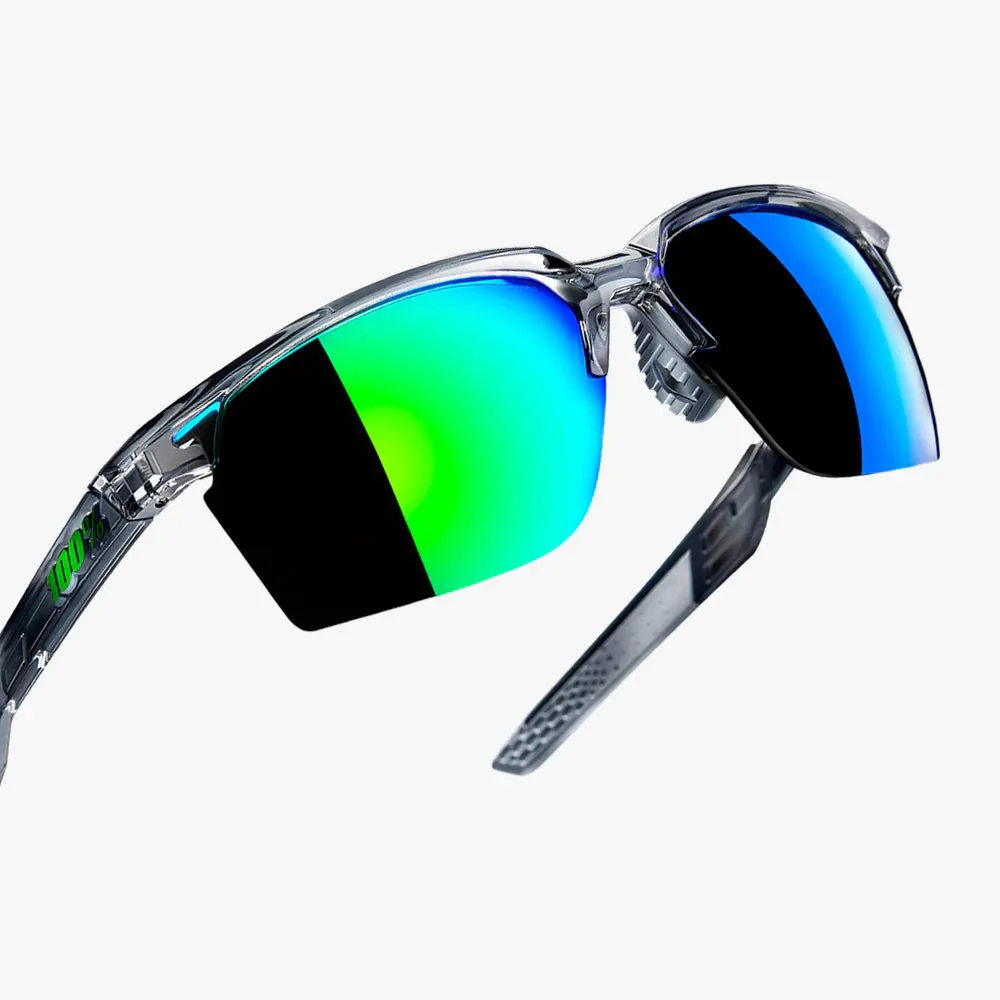 100% SPORTCOUPE - Polished Translucent Crystal Grey - Green Multilayer Mirror Lens