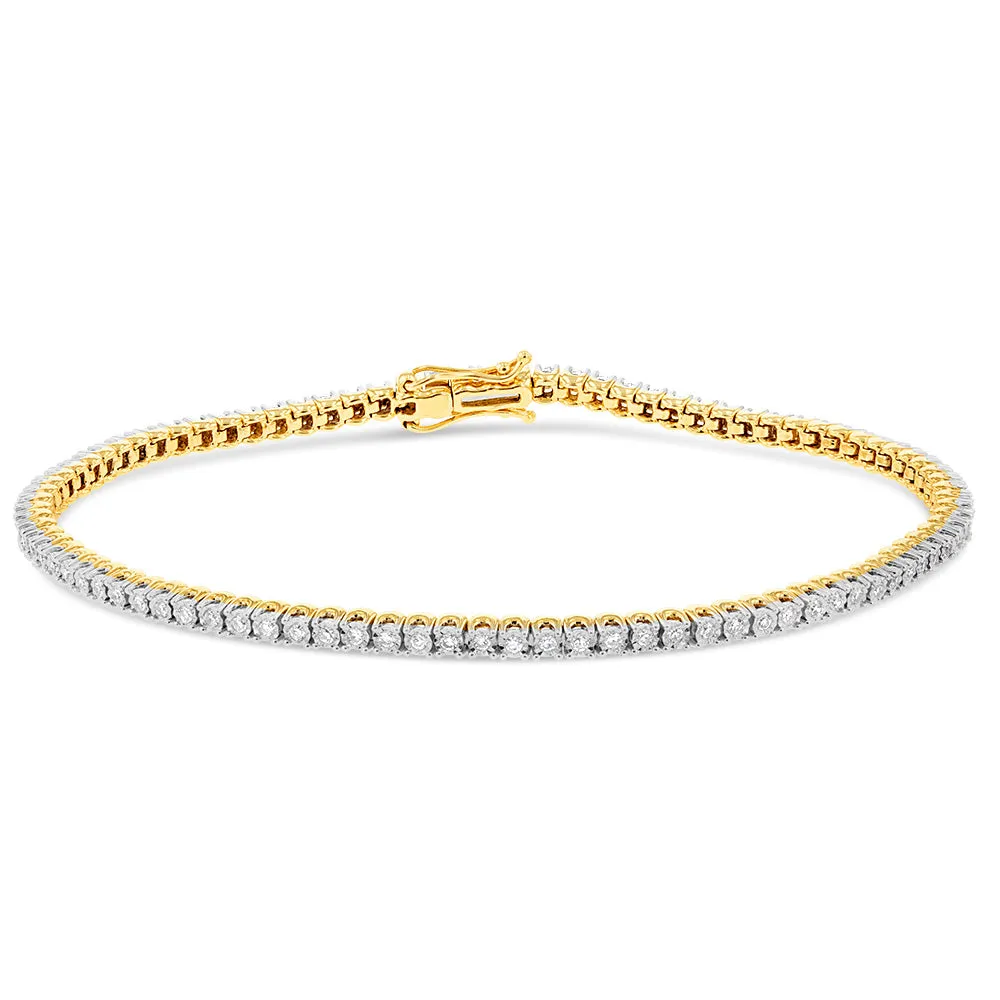 1/2 Carat Luminesce Lab Grown Diamond 17.5cm Tennis Bracelet in 9ct Yellow Gold