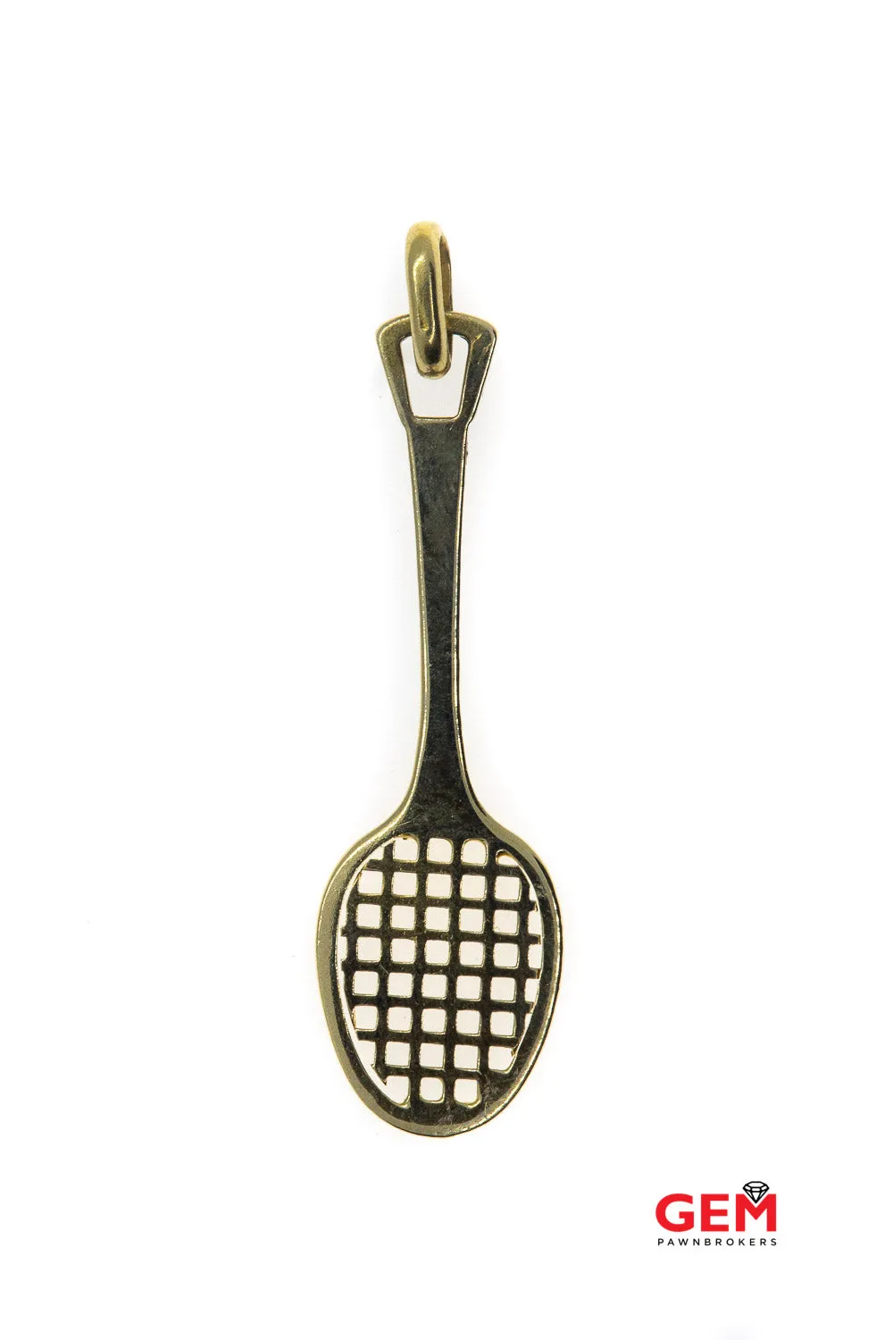 14 KT Yellow Gold Tennis Racquet Ball Charm Pendant