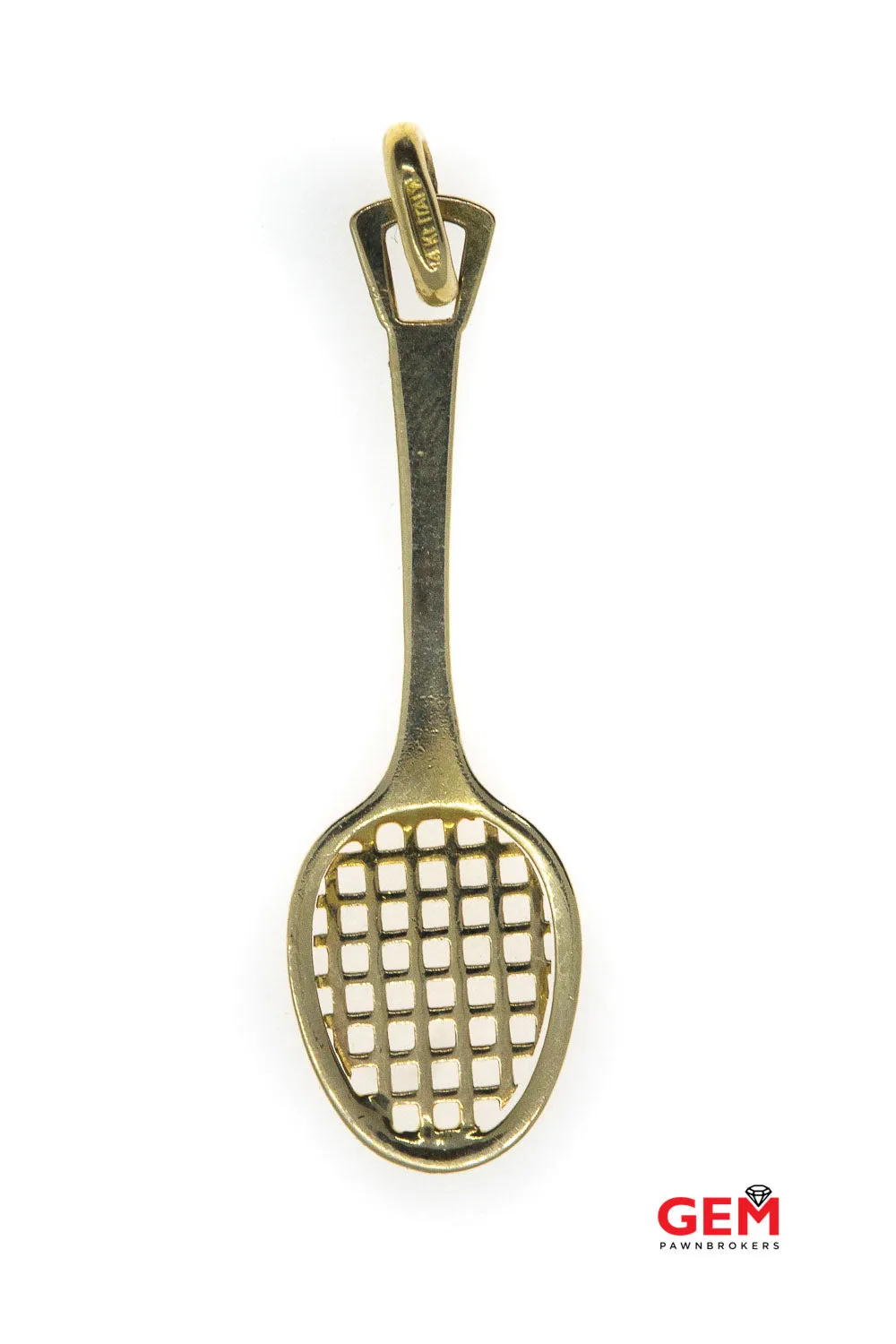 14 KT Yellow Gold Tennis Racquet Ball Charm Pendant