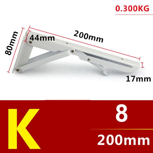 2 Pack 8-20Inch White Triangle Folding Angle Bracket Adjustable Wall Mounted Durable Bearing Shelf Bracket DIY Home Table Bench