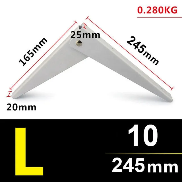 2 Pack 8-20Inch White Triangle Folding Angle Bracket Adjustable Wall Mounted Durable Bearing Shelf Bracket DIY Home Table Bench