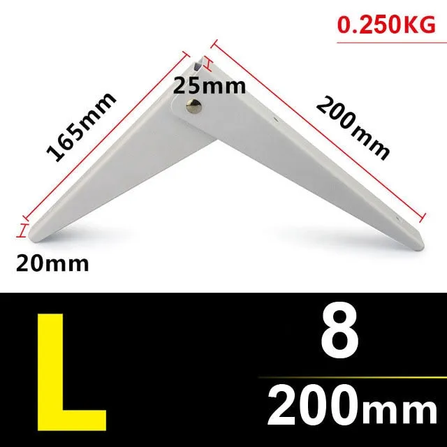 2 Pack 8-20Inch White Triangle Folding Angle Bracket Adjustable Wall Mounted Durable Bearing Shelf Bracket DIY Home Table Bench