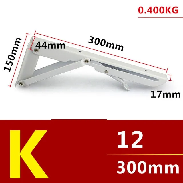 2 Pack 8-20Inch White Triangle Folding Angle Bracket Adjustable Wall Mounted Durable Bearing Shelf Bracket DIY Home Table Bench