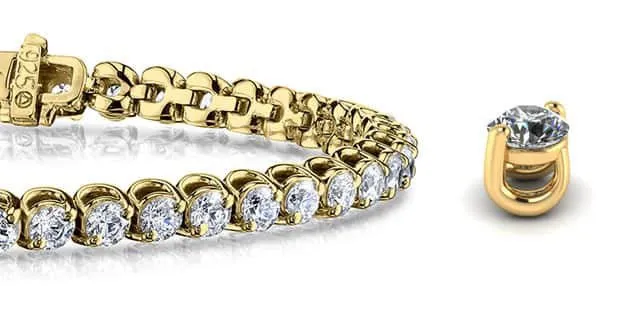 2 Prong Brilliant Round Lab-Grown Diamond Tennis Bracelet with 7.96 ct.(finished) 3.8mm