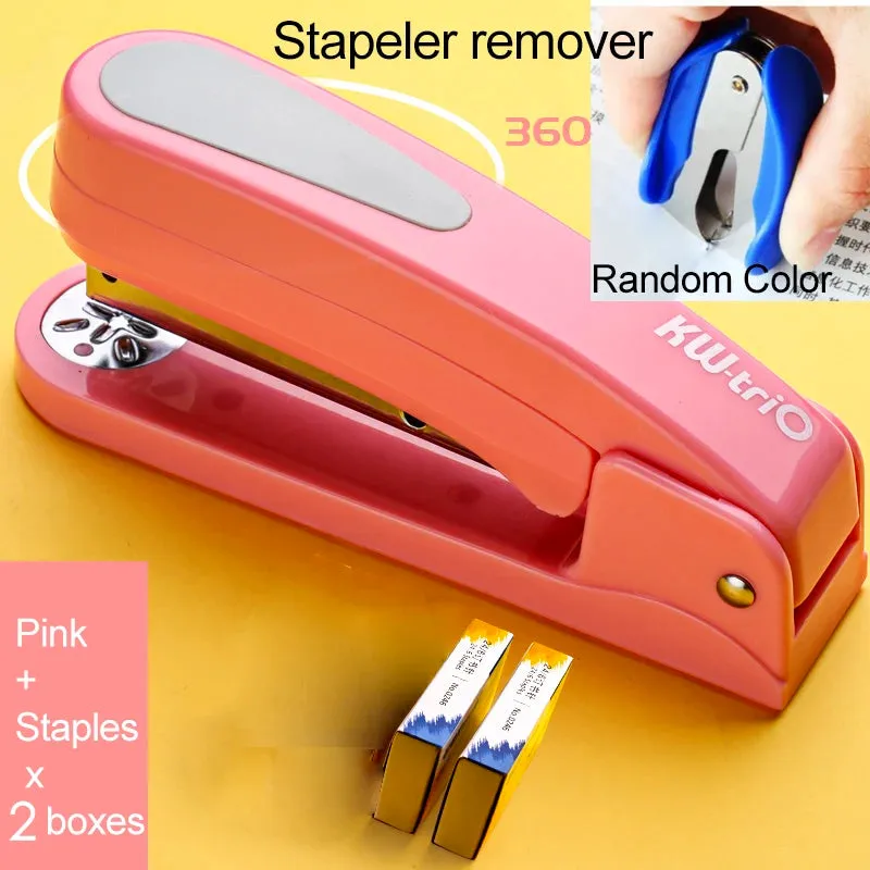 360 rotatable Heavy Duty Stapler Use 24/6 Staples Effortless Long Stapler School Paper Staplers Office Bookbinding Supplies