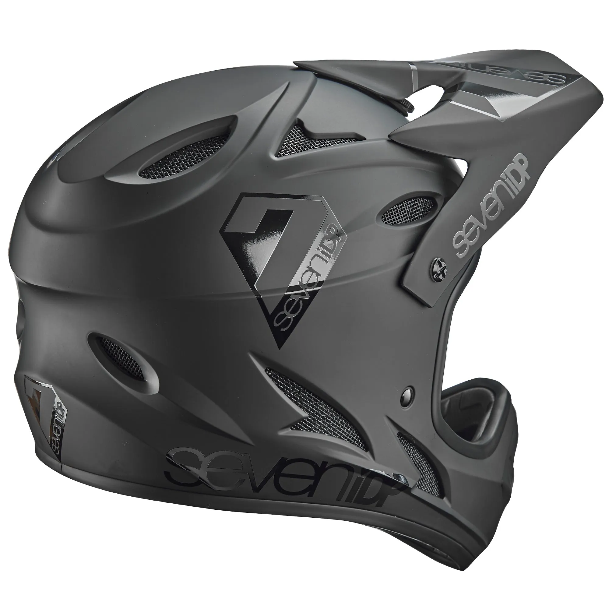 7 iDP M1 Full Face Helmet - Matt Black-Gloss Black