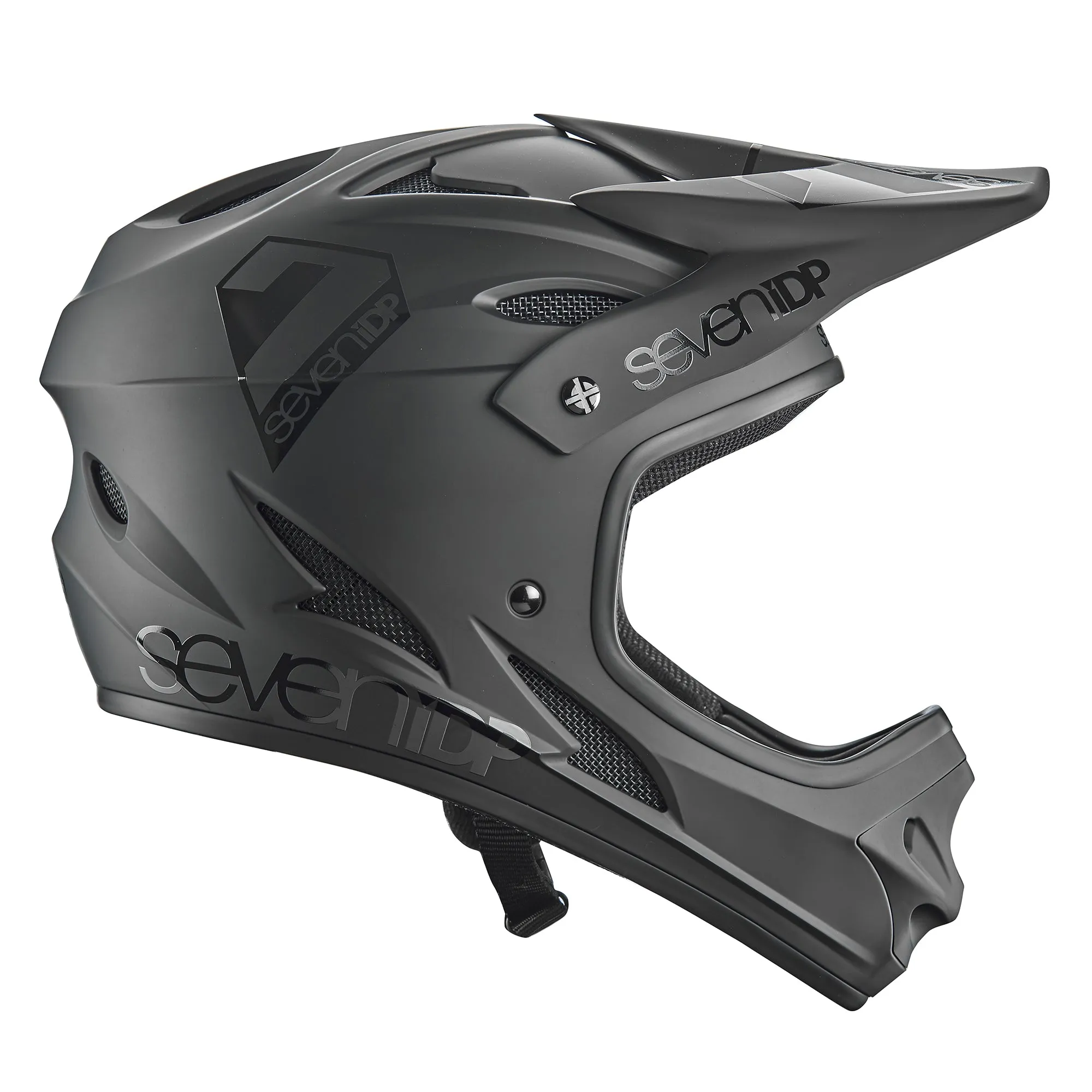 7 iDP M1 Full Face Helmet - Matt Black-Gloss Black