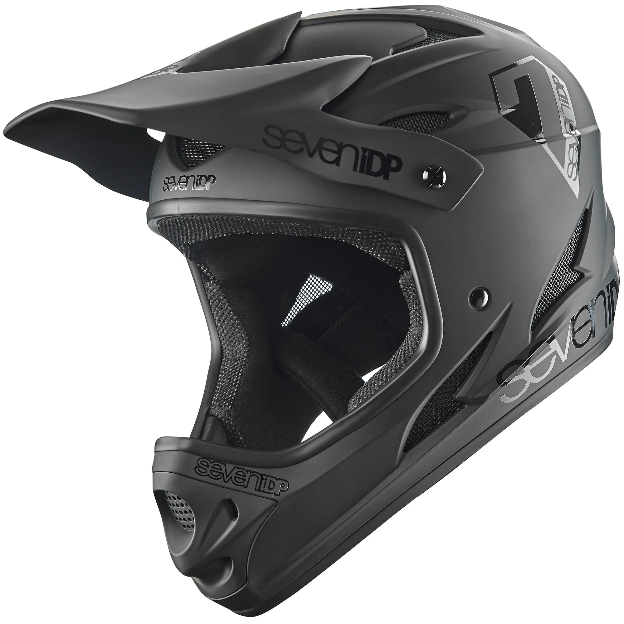 7 iDP M1 Full Face Helmet - Matt Black-Gloss Black