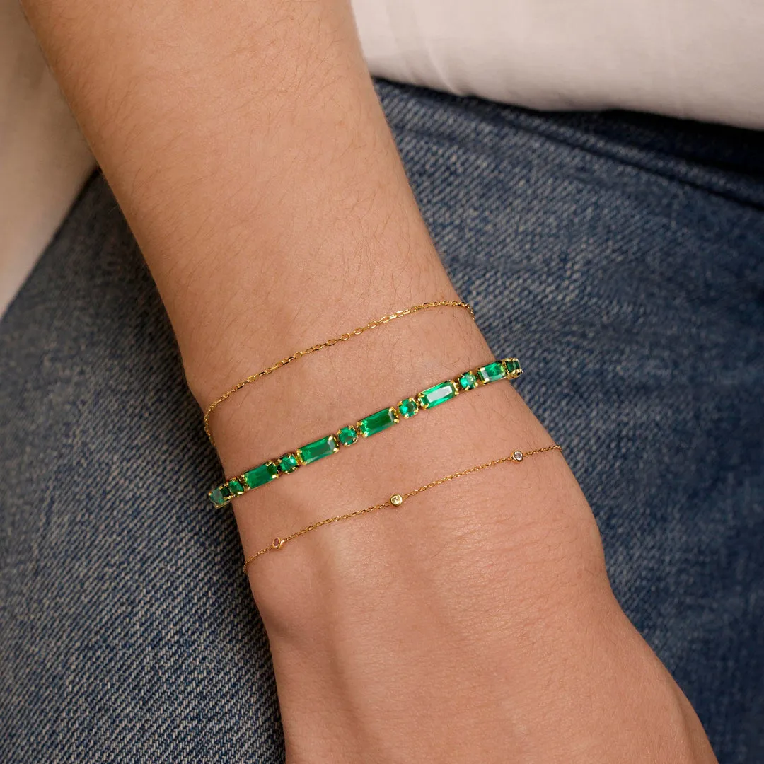 Adjustable Slider Diamond Tennis Bracelets-Alternate Green CZ