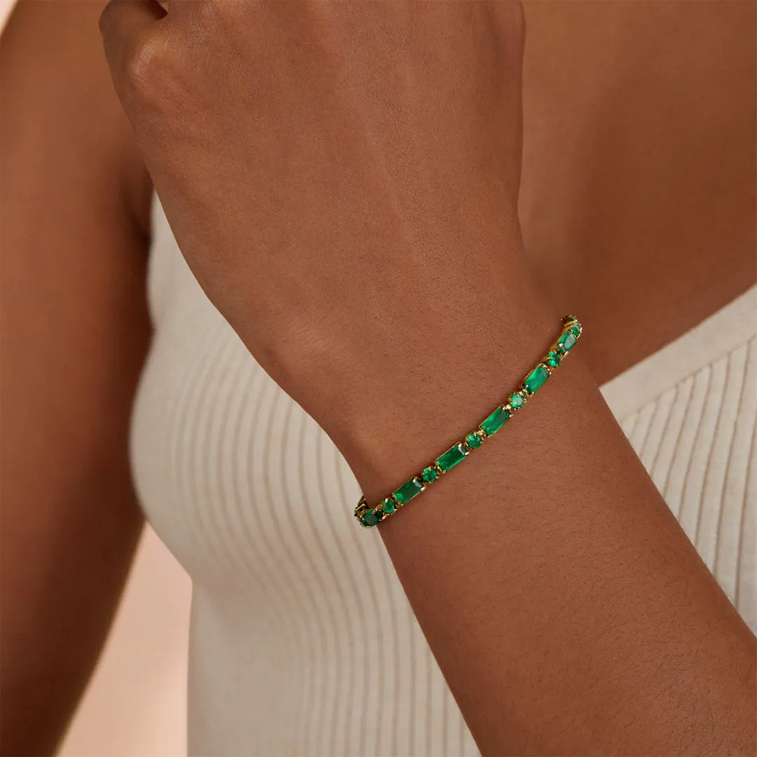 Adjustable Slider Diamond Tennis Bracelets-Alternate Green CZ