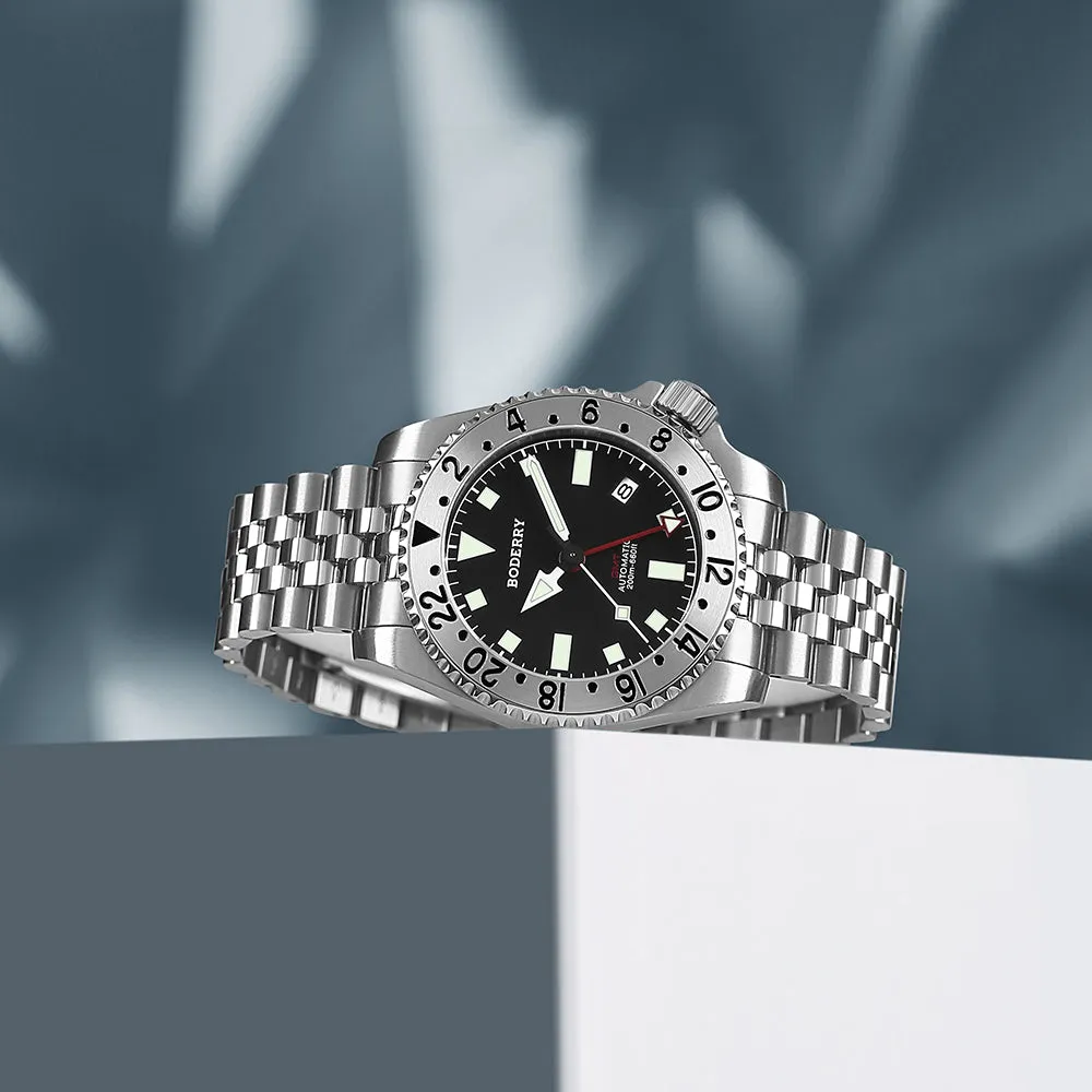 ADMIRAL GMT - 200M Waterproof Titanium Automatic Diver Watch | Black-Ti