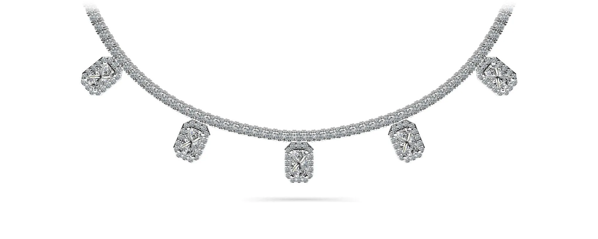 Alluring Diamond Tennis Lab-Grown Diamond Necklace with 8.17 ct.(finished) 5x3mm, 1.1mm, 2.2mm