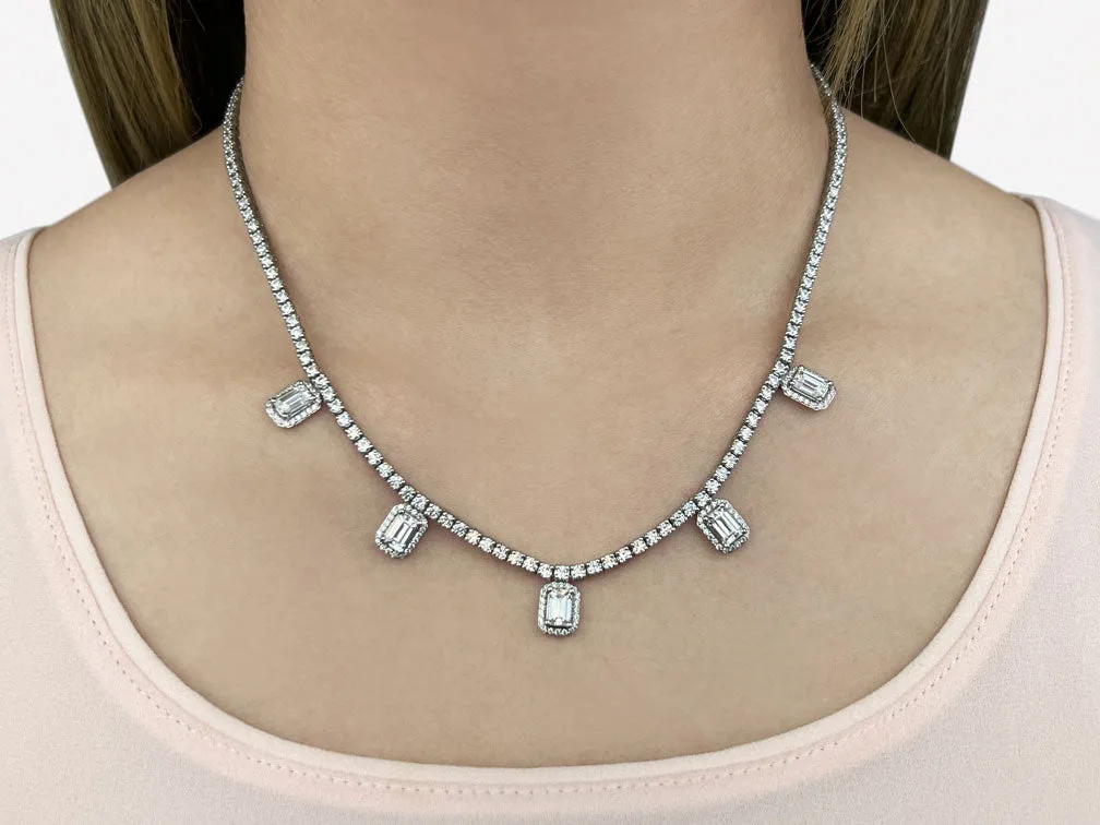 Alluring Diamond Tennis Lab-Grown Diamond Necklace with 8.17 ct.(finished) 5x3mm, 1.1mm, 2.2mm