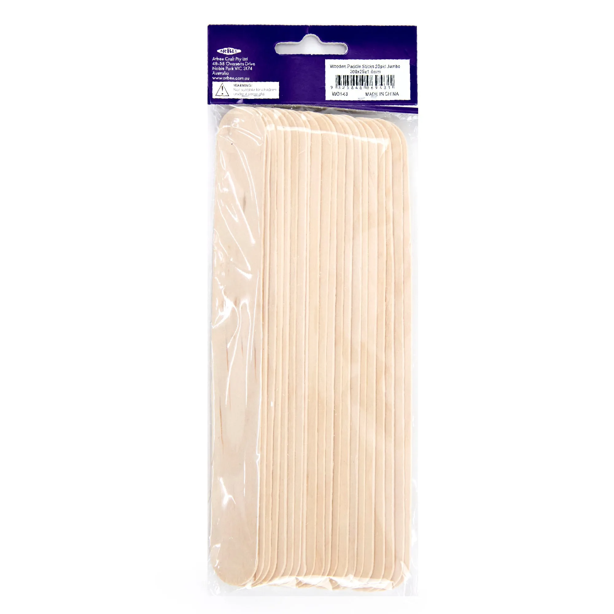 Arbee Paddle Sticks Natural- 20pk