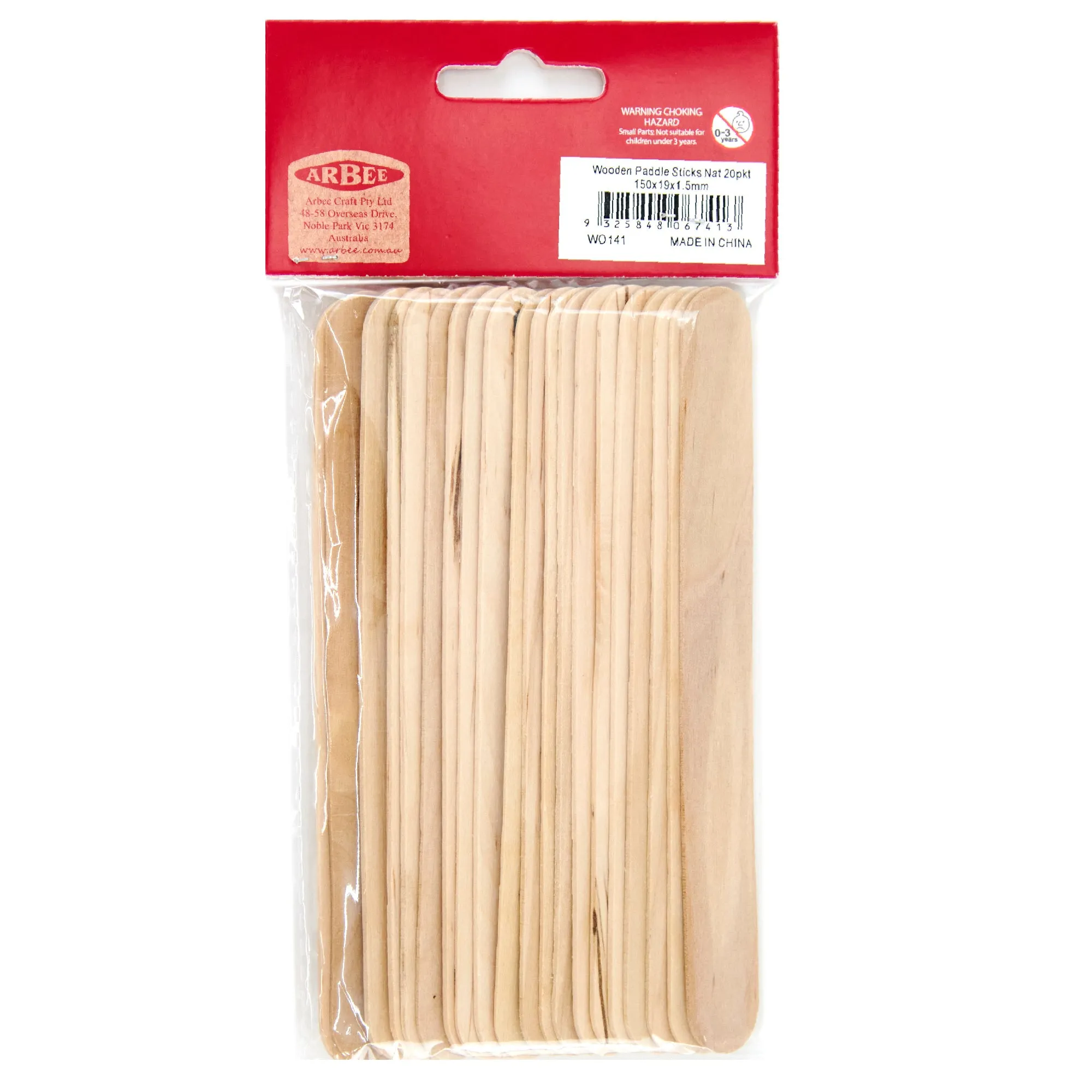 Arbee Paddle Sticks Natural- 20pk