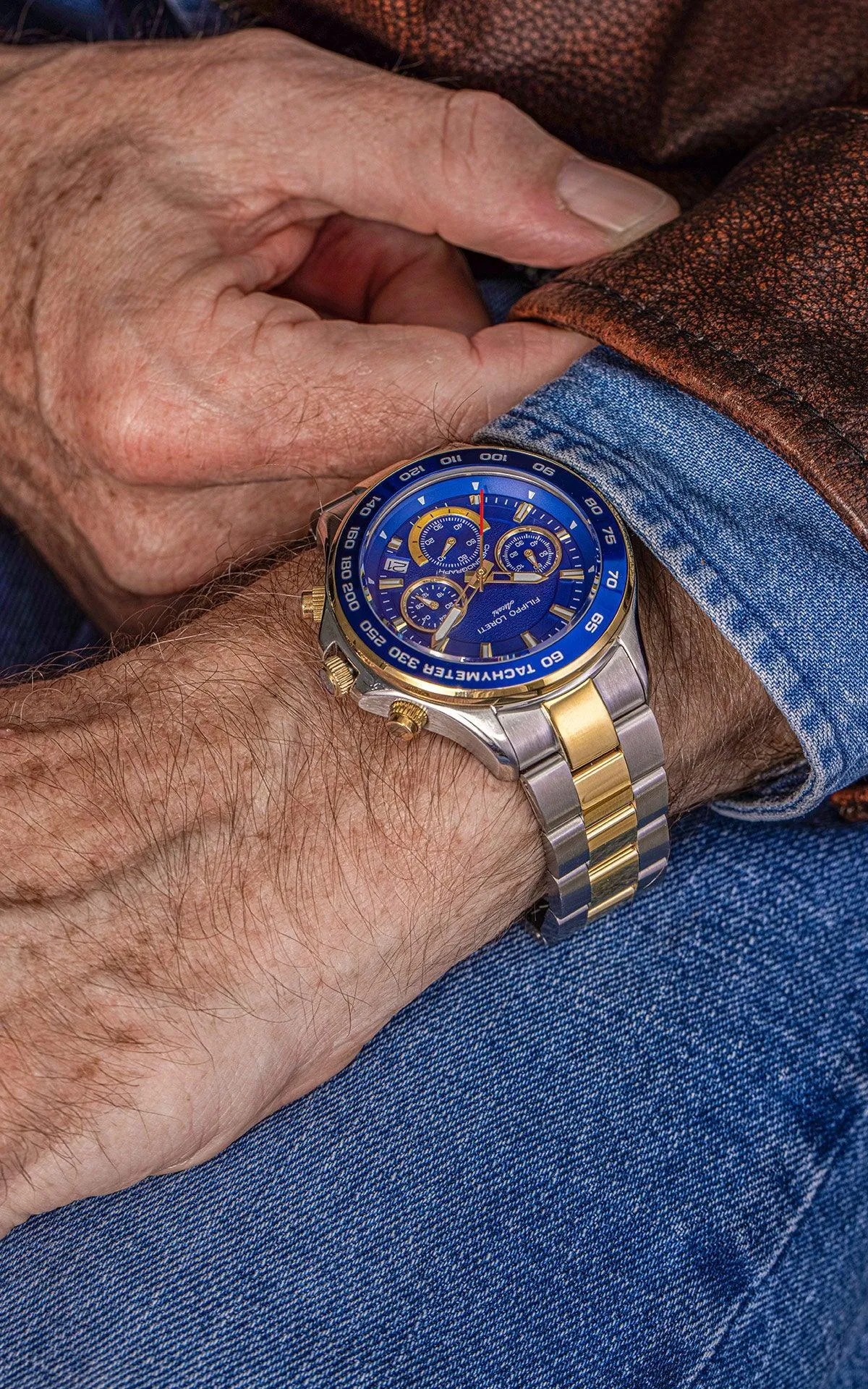 Ascari Monza Two Tone Blue Gold Steel