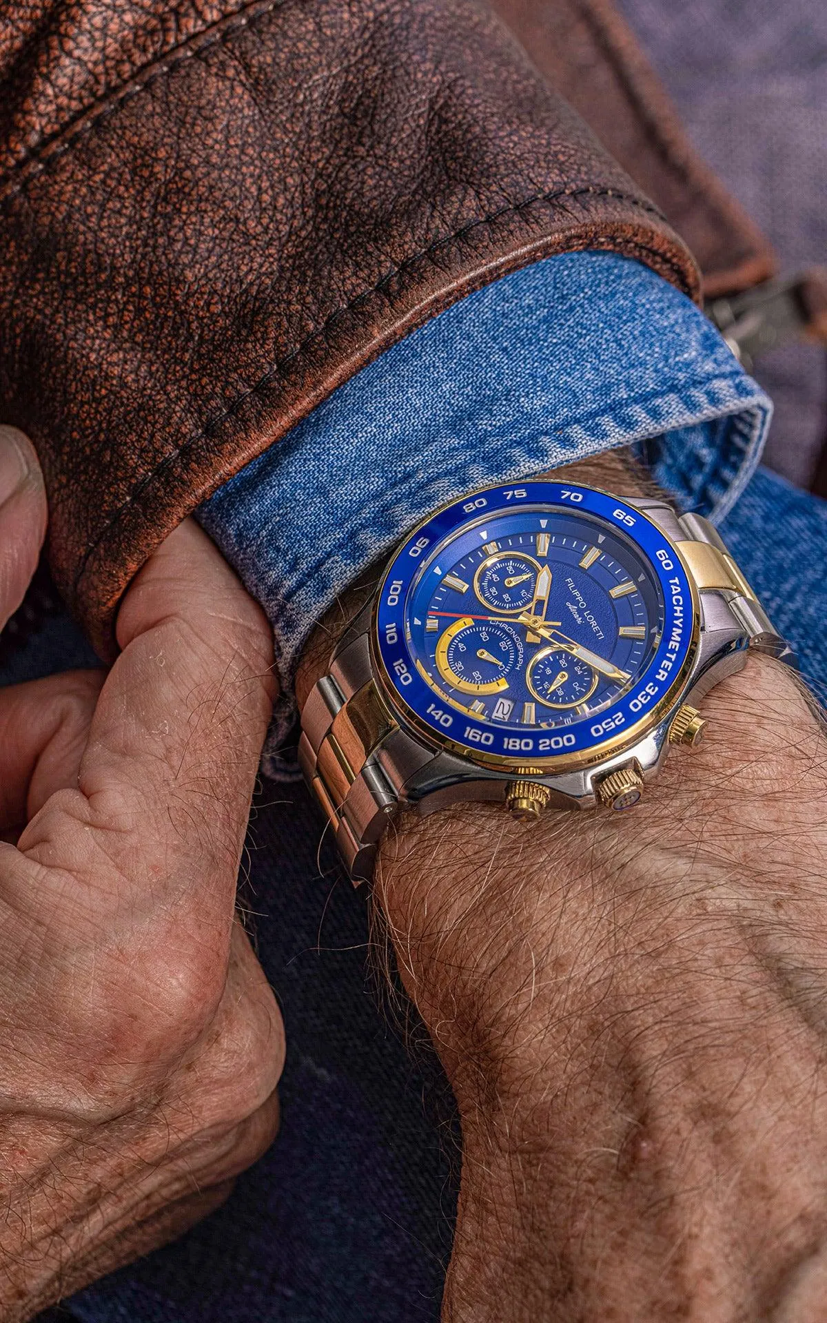 Ascari Monza Two Tone Blue Gold Steel