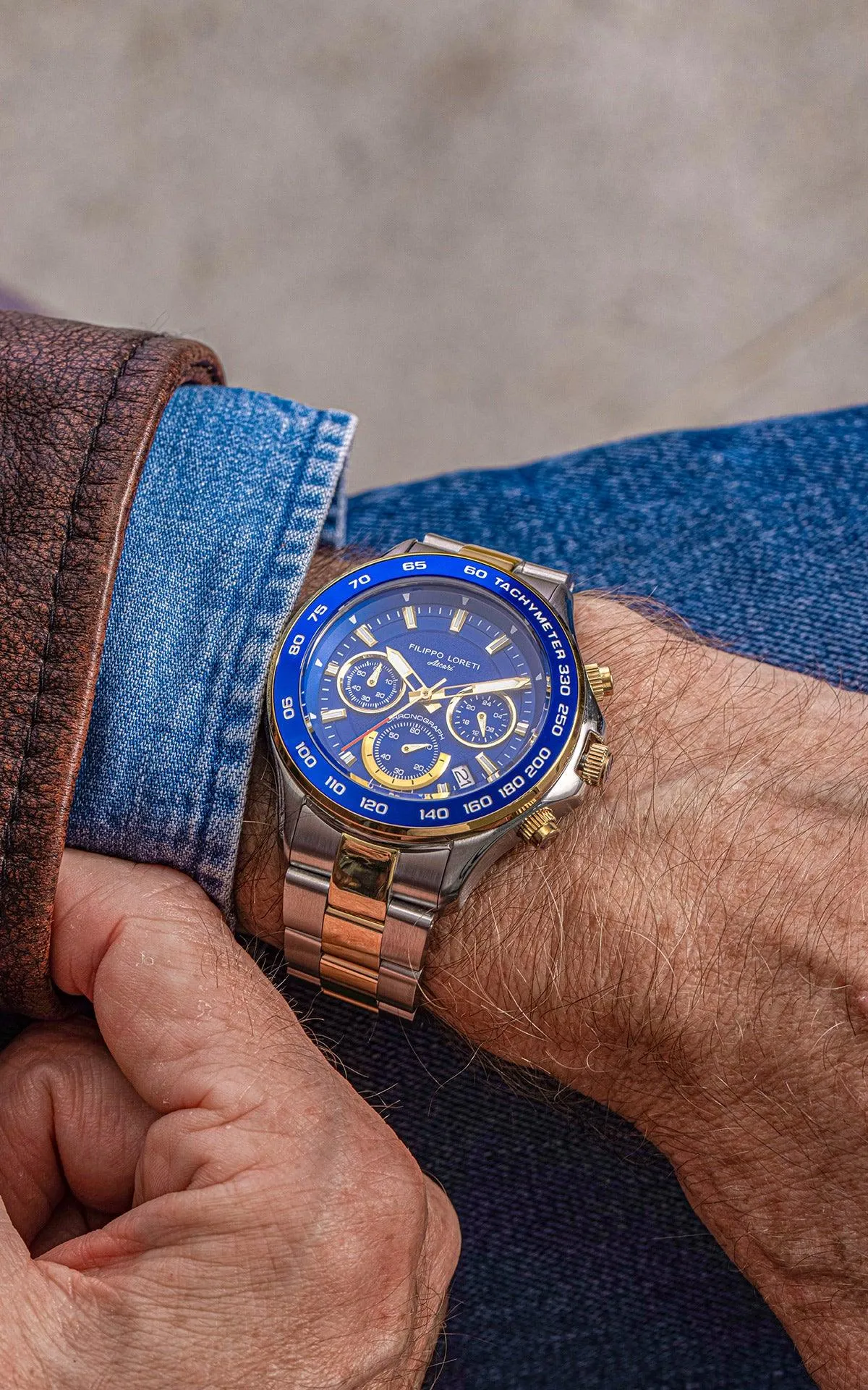 Ascari Monza Two Tone Blue Gold Steel