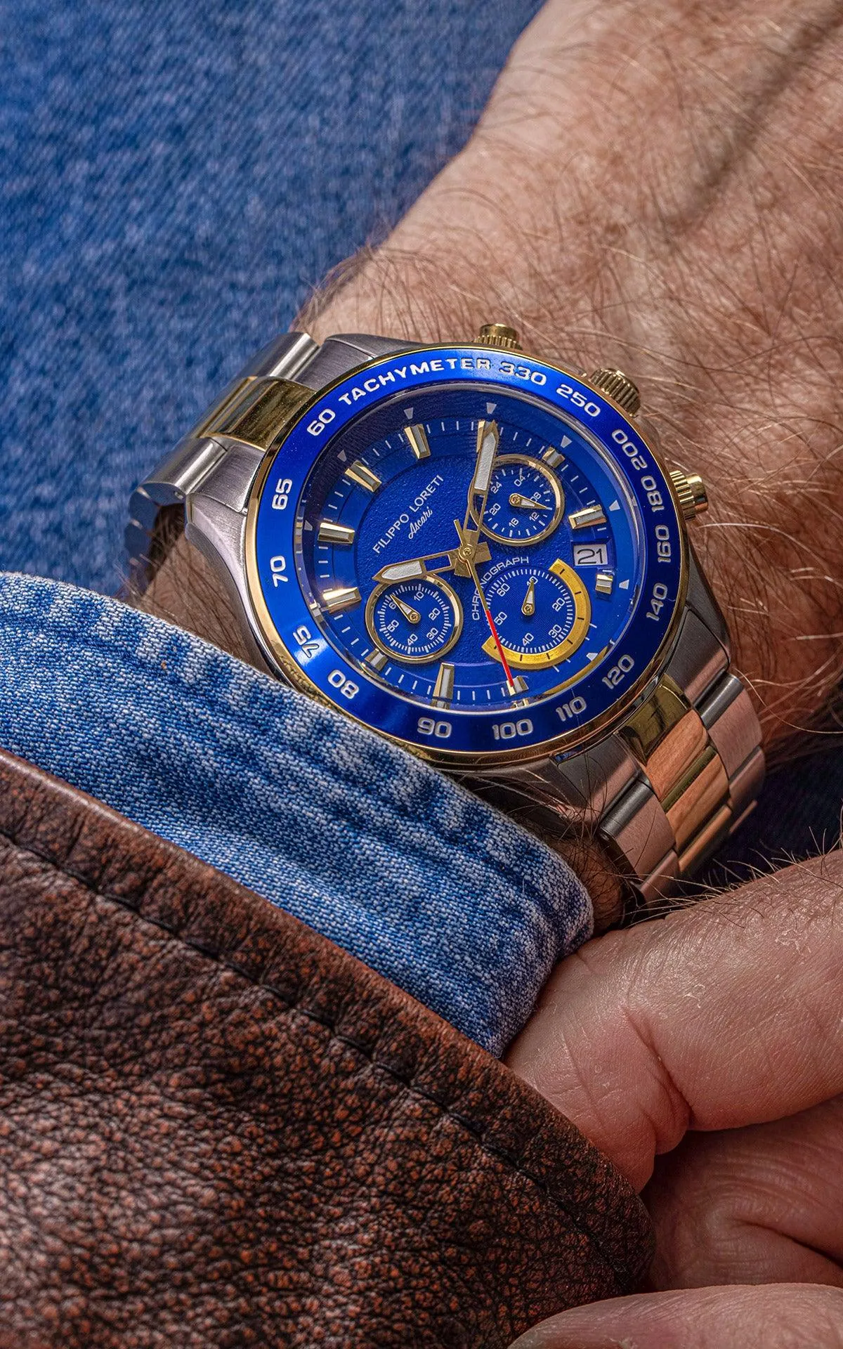 Ascari Monza Two Tone Blue Gold Steel