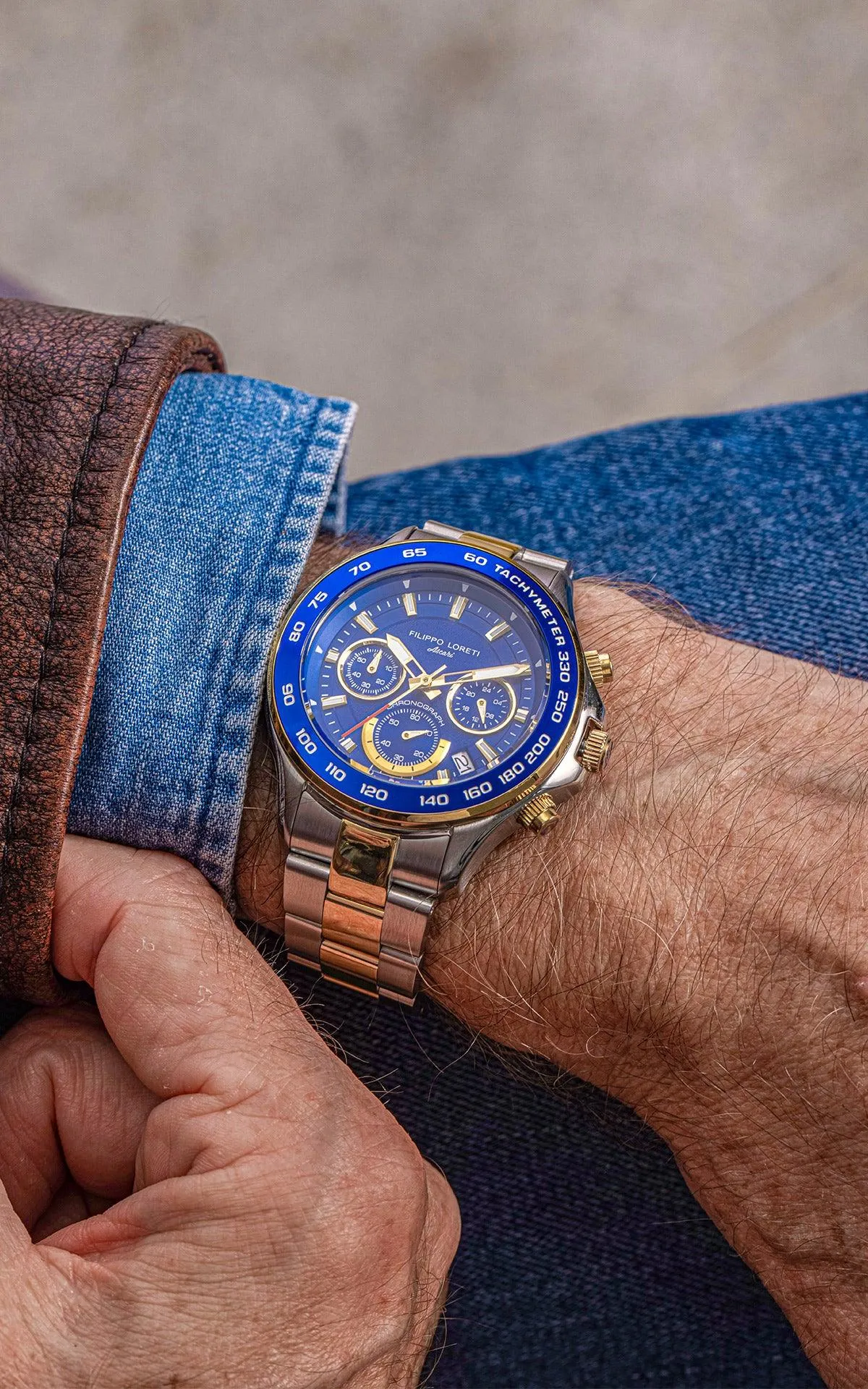 Ascari Monza Two Tone Blue Gold Steel