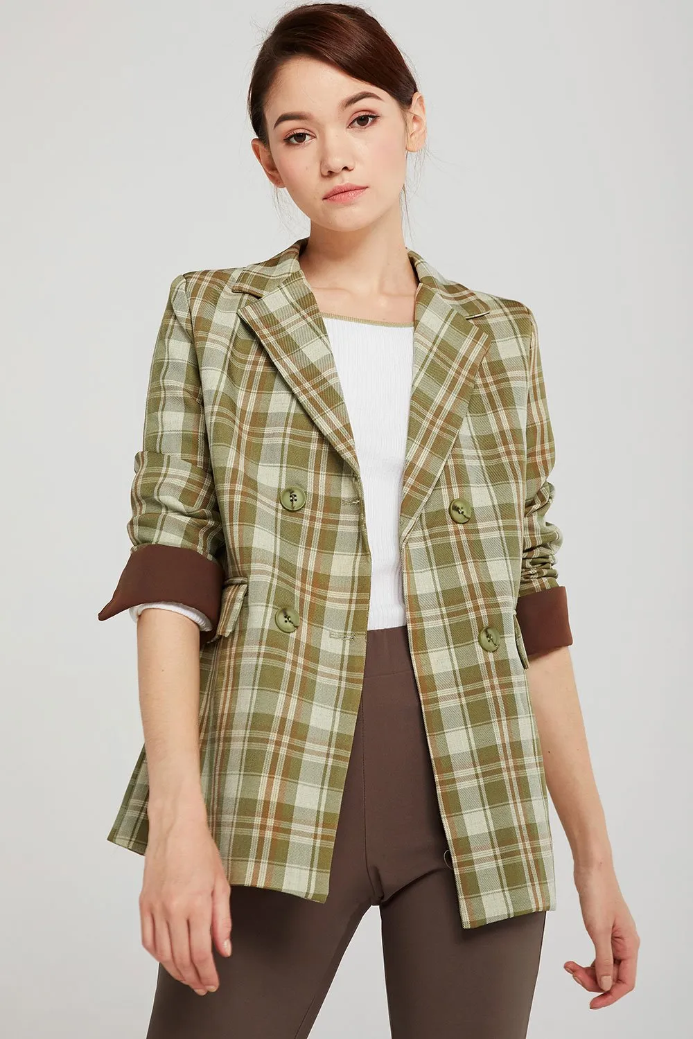 Audrey Plaid Blazer w/Belt