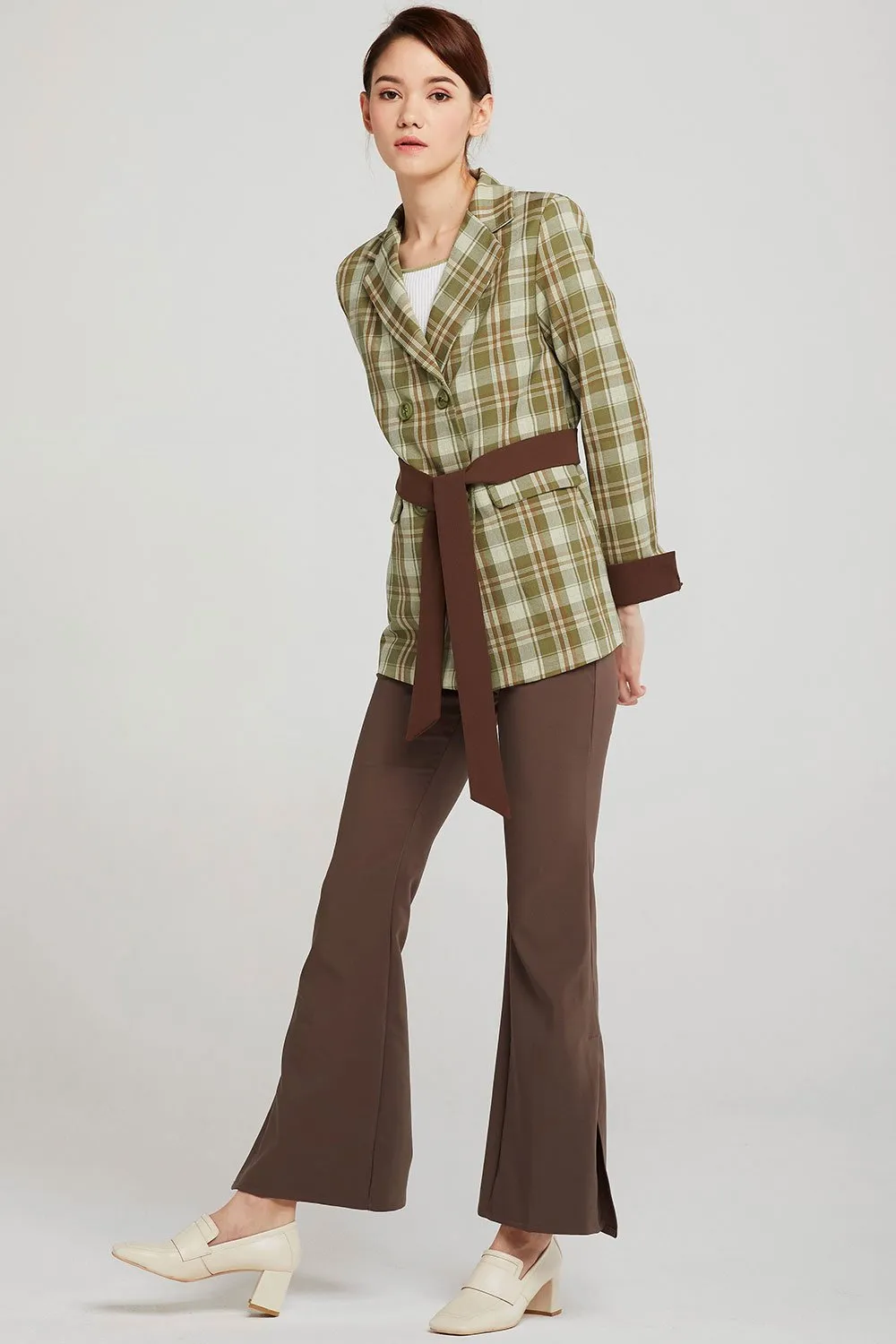 Audrey Plaid Blazer w/Belt