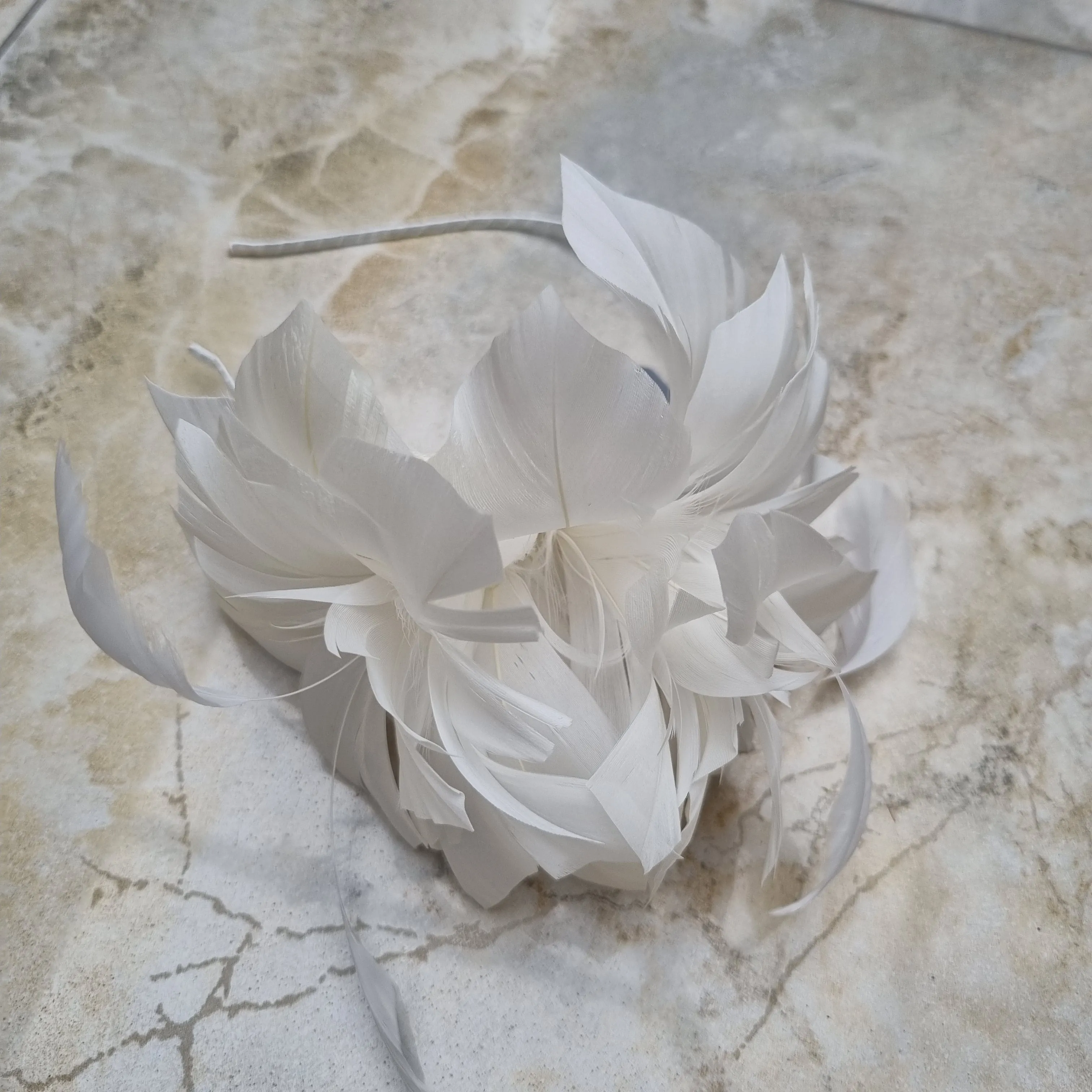 Boardmans Cove Ivory Double Feather Flower Fascinator