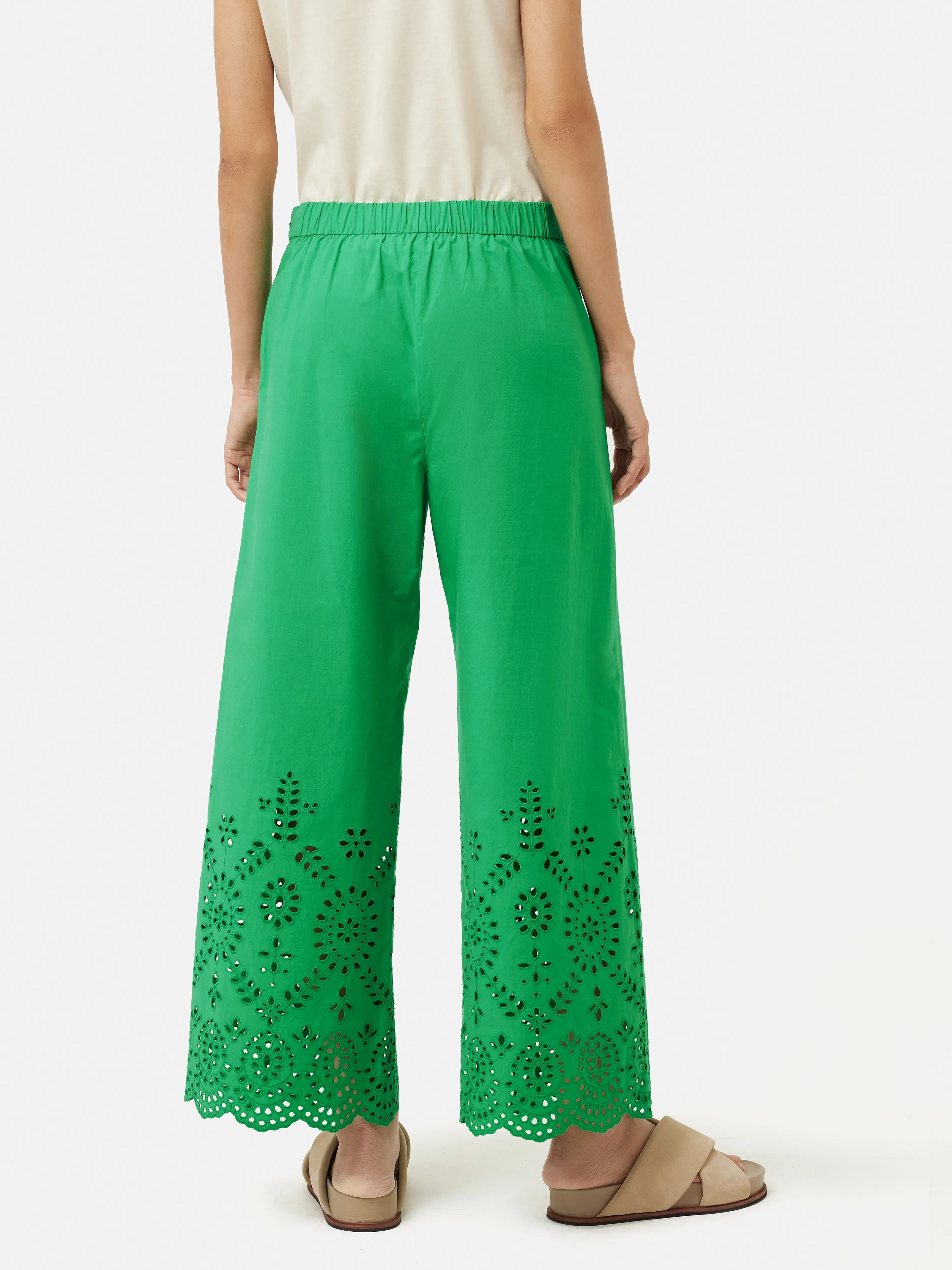 Broderie Beach Trouser | Green