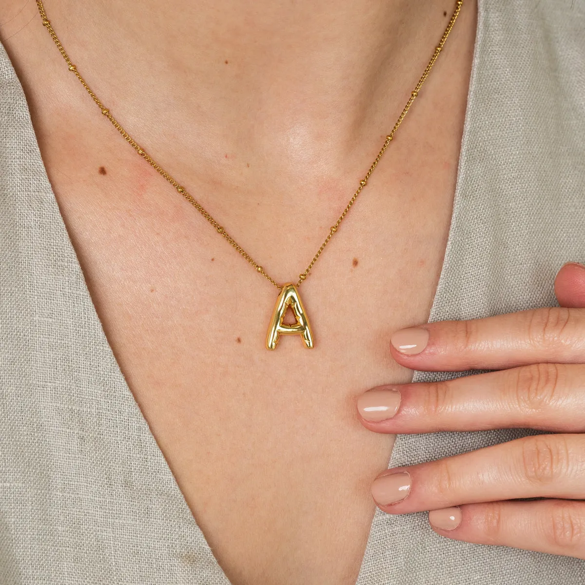 Bubble Initial Necklace - Gold