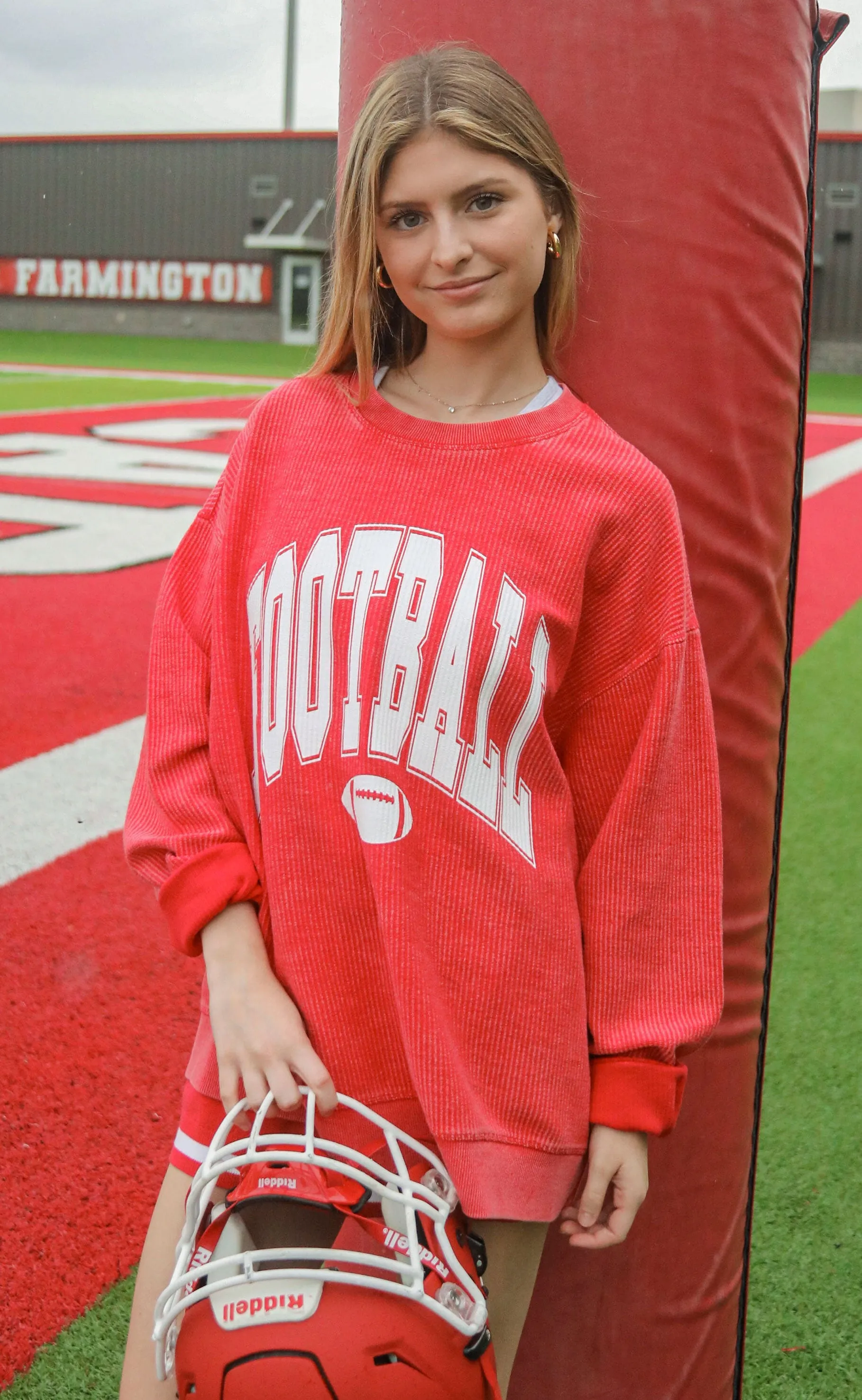 charlie southern: football corded sweatshirt - red