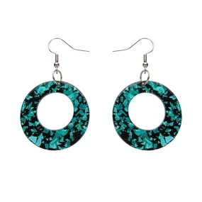 Circle Chunky Glitter Resin Drop Earrings -Mint