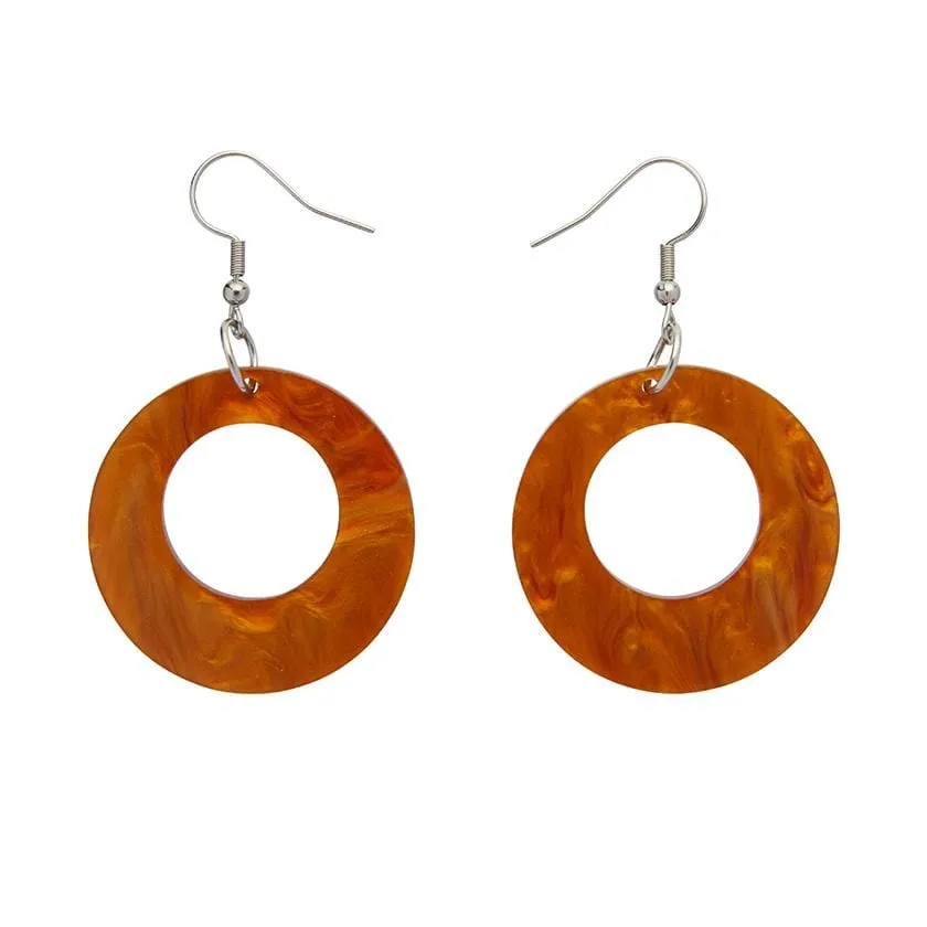 Circle Ripple Resin Drop Earrings -Gold