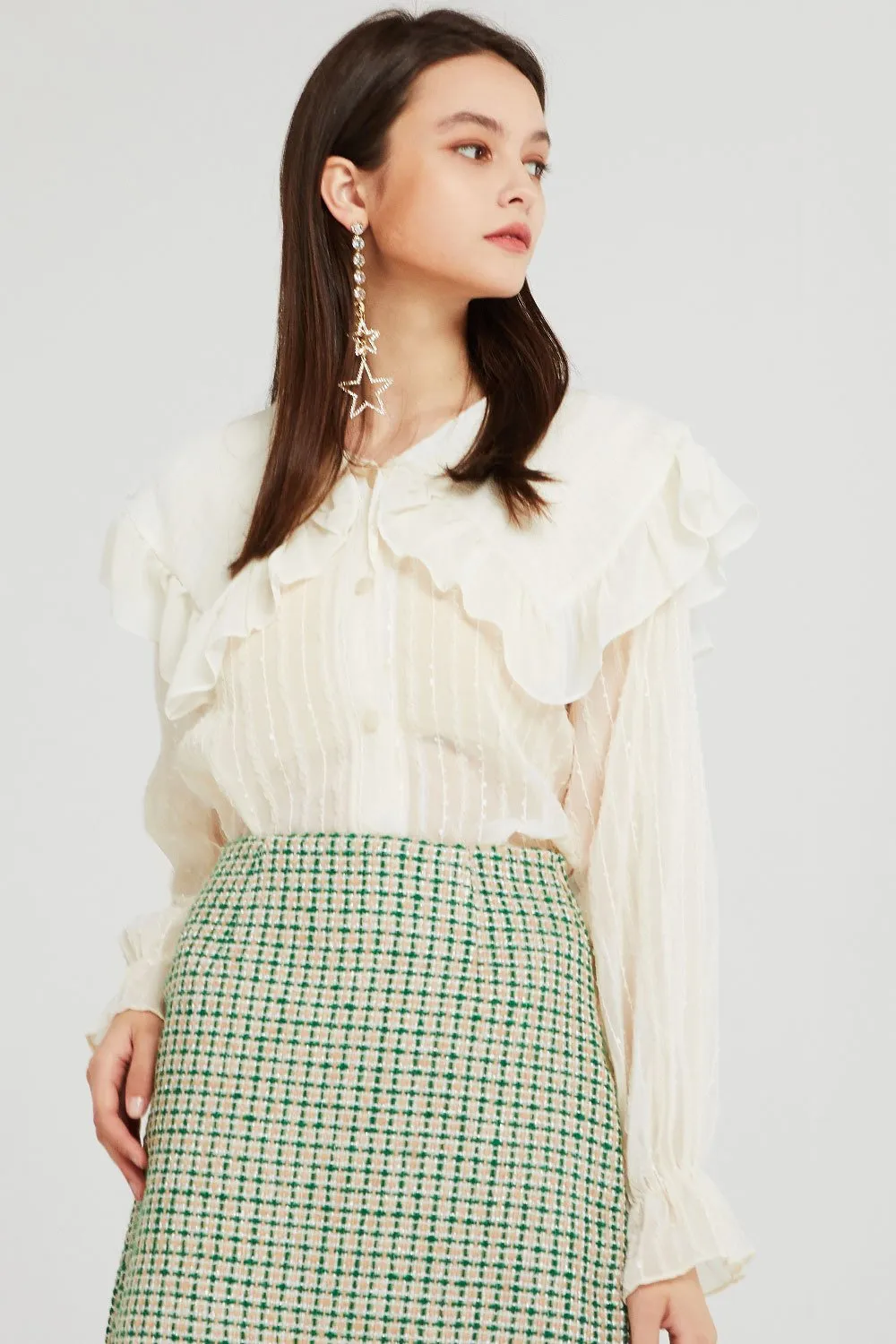 Claire Ruffled Puritan Collar Blouse