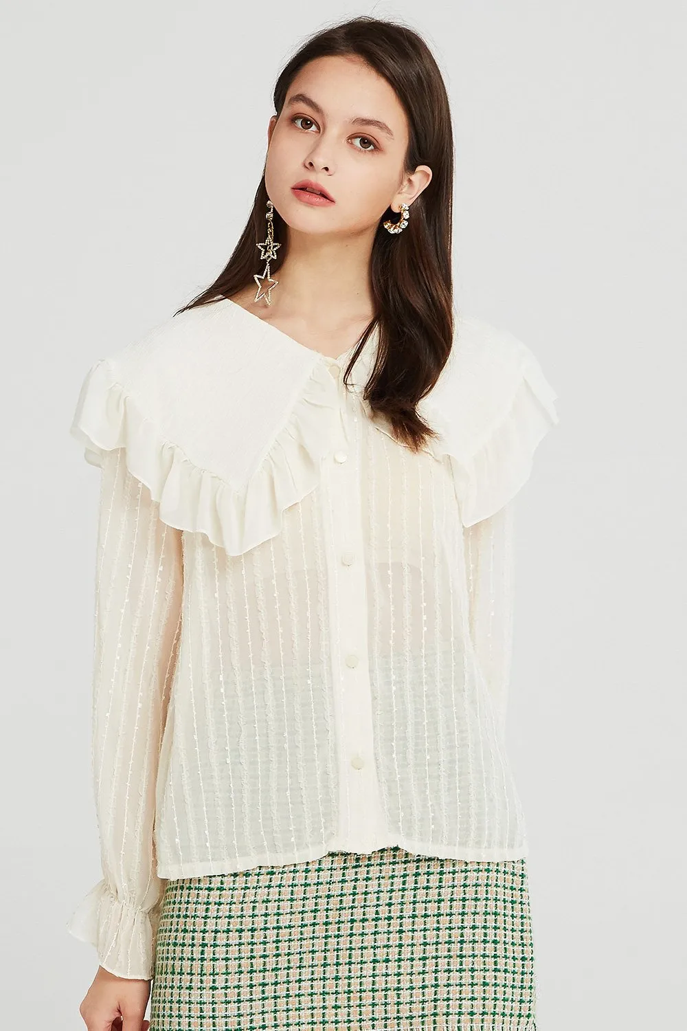 Claire Ruffled Puritan Collar Blouse