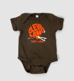 Cleveland That I Love Helmet Brown Onesie