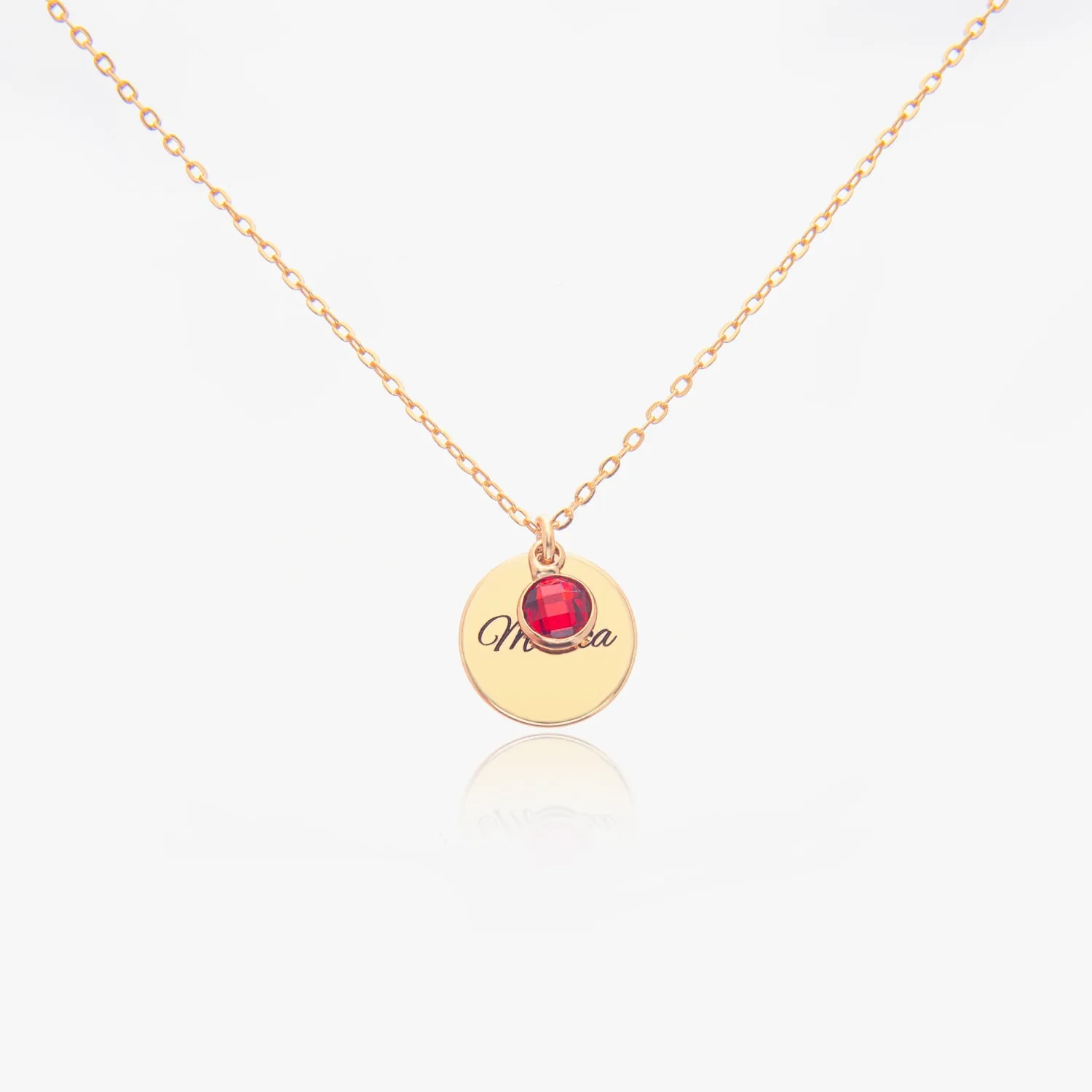 Custom Circle Shape Birthstone Necklace