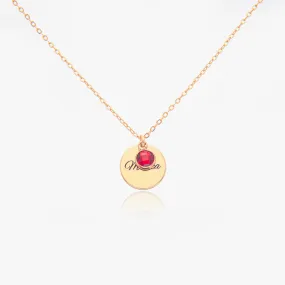 Custom Circle Shape Birthstone Necklace