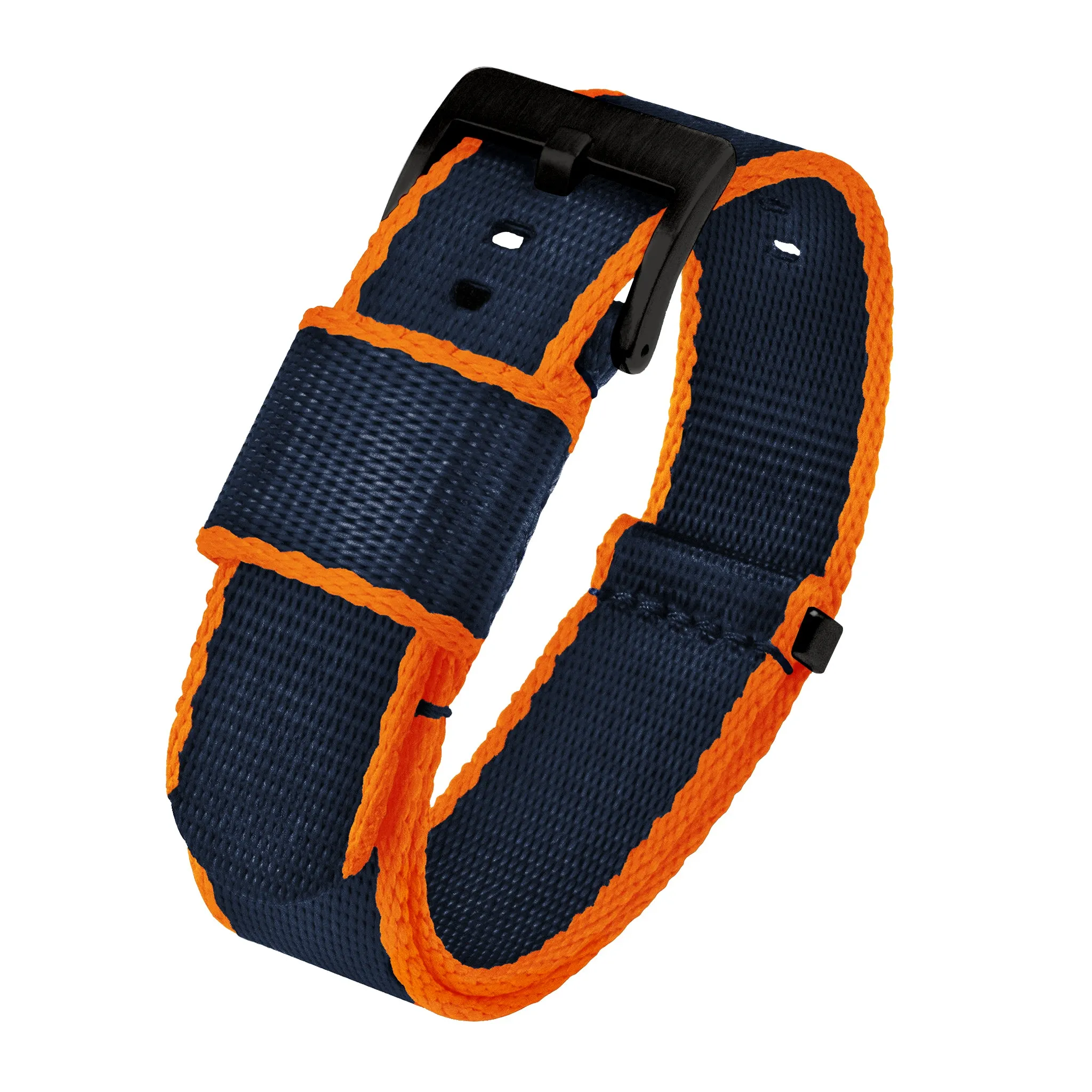 Dark Blue With Orange Edges Elite Nylon NATO® Style Watch Band (18mm, 20mm, 24mm SALE)