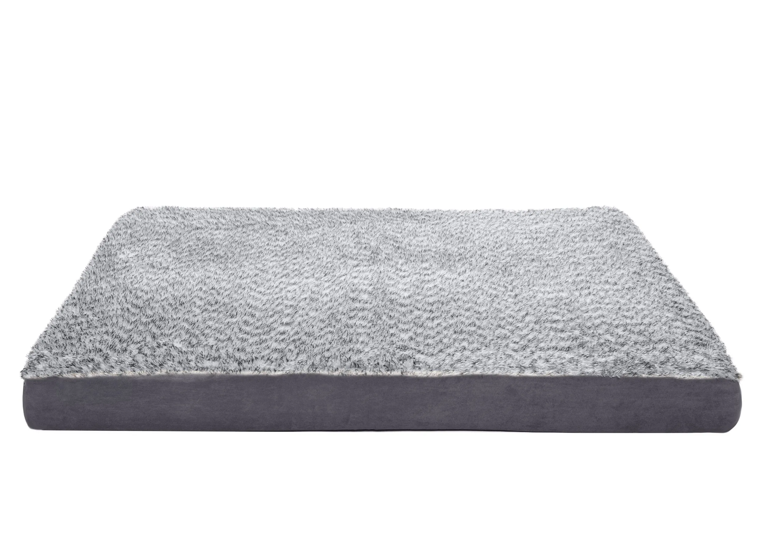 Deluxe Mattress Dog Bed - Two-Tone Faux Fur & Suede