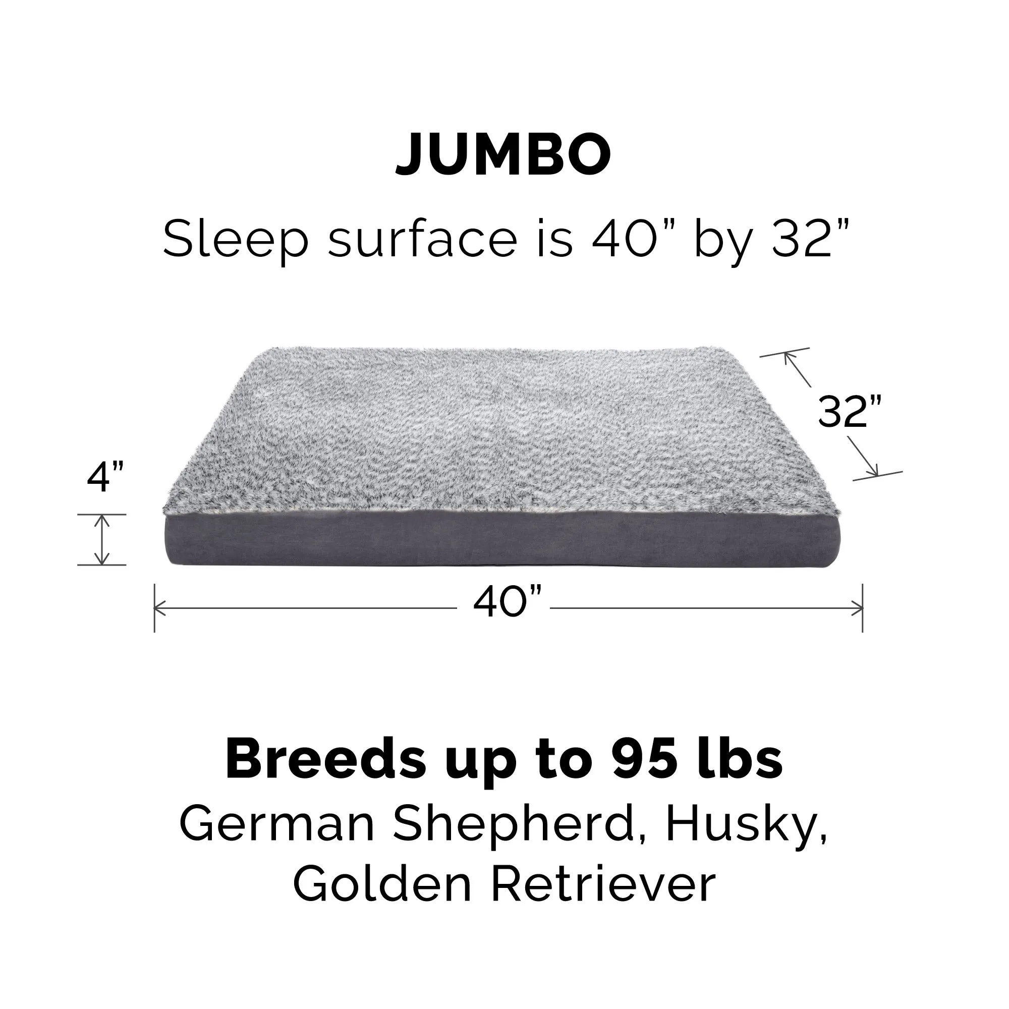 Deluxe Mattress Dog Bed - Two-Tone Faux Fur & Suede