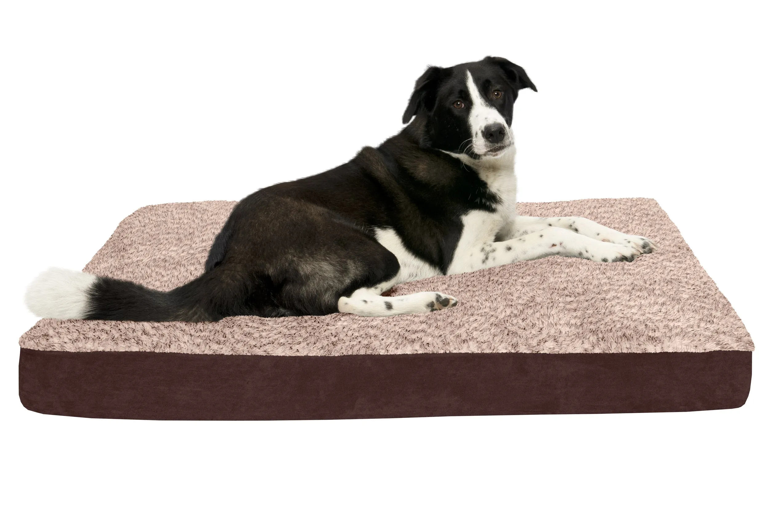 Deluxe Mattress Dog Bed - Two-Tone Faux Fur & Suede