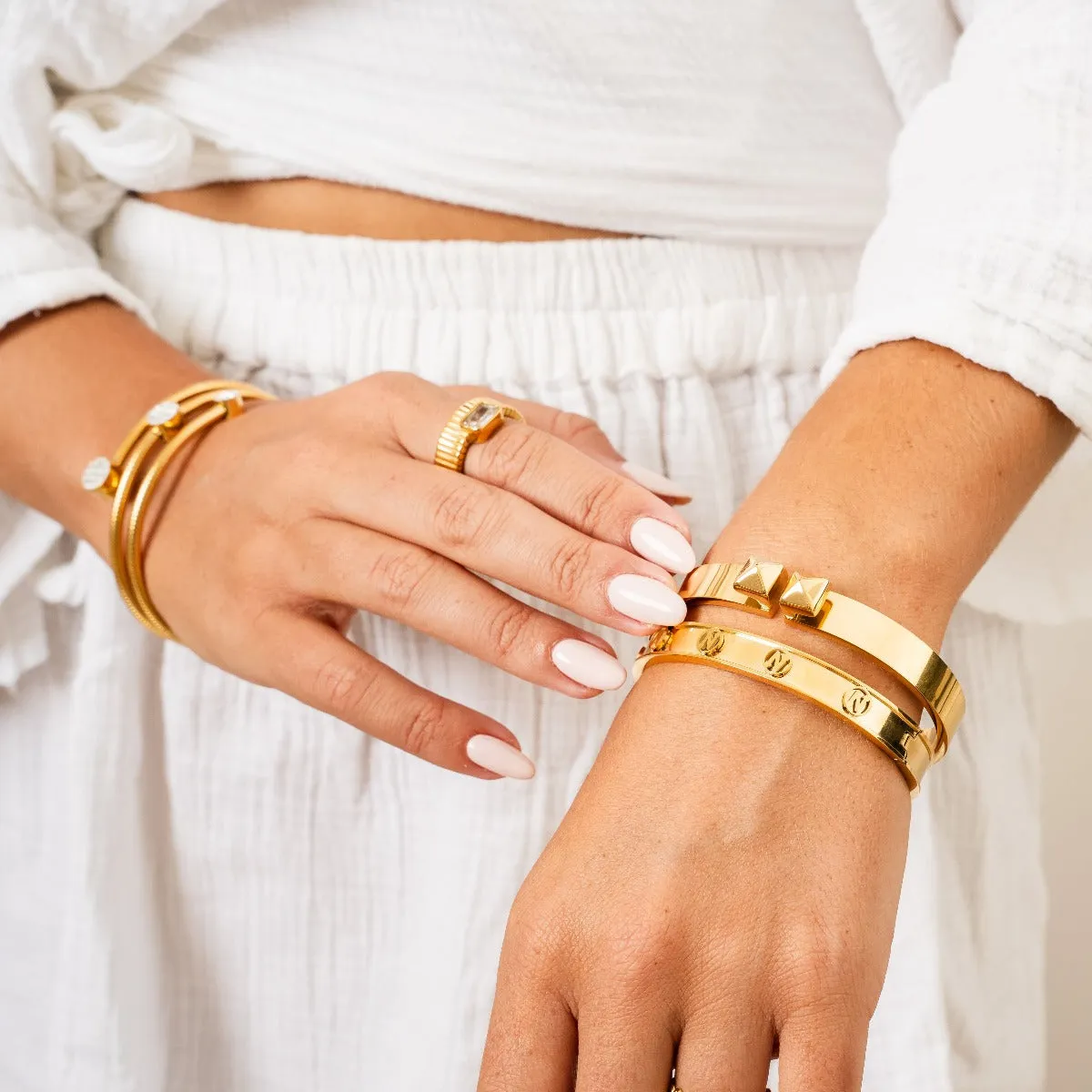 Double Stud Bangle - Gold