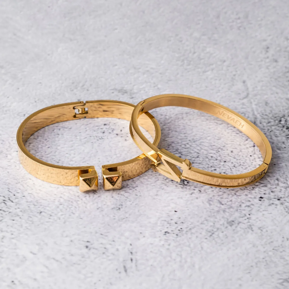 Double Stud Bangle - Gold