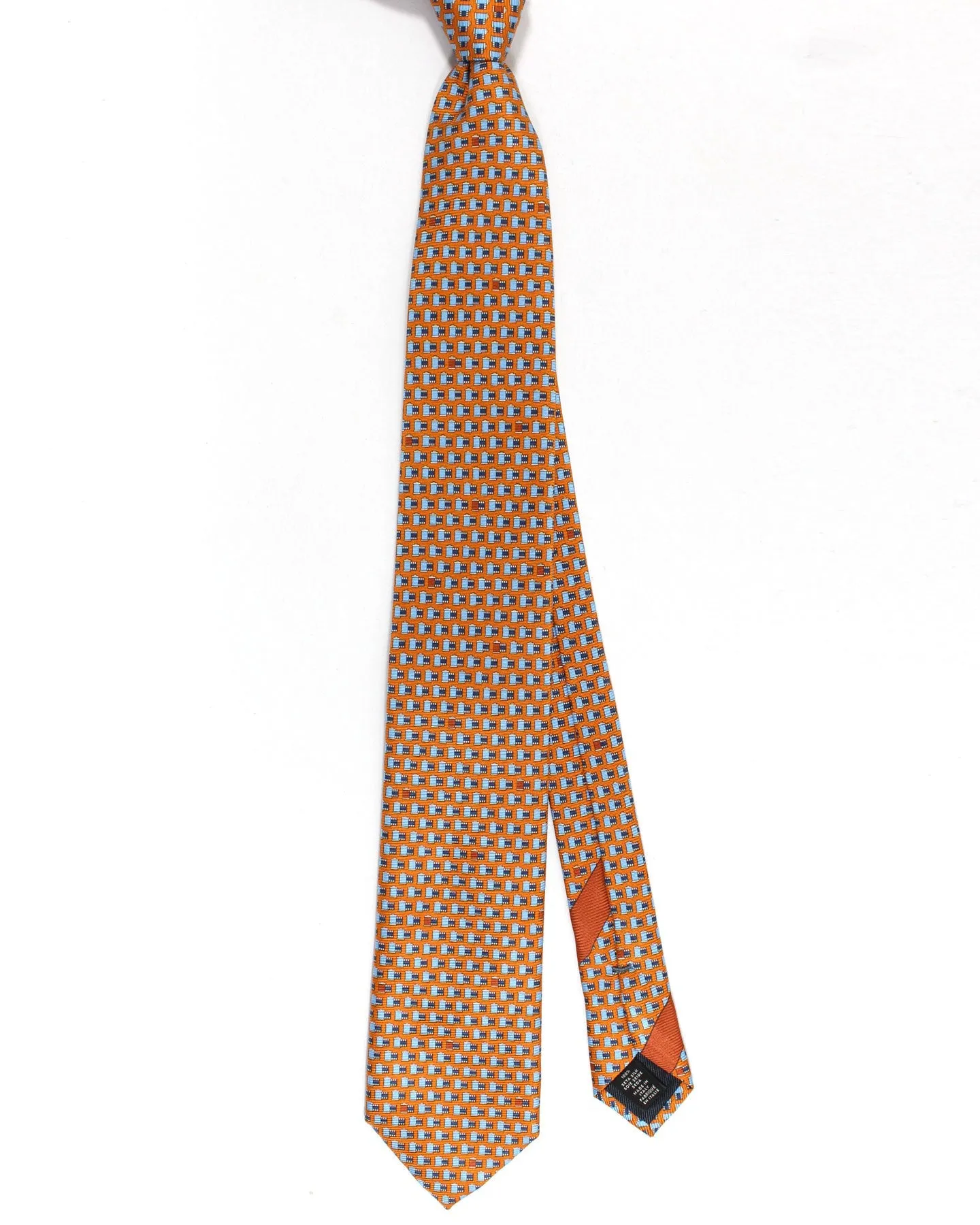 Ermenegildo Zegna Silk Tie Orange Blue Film Roll - SALE