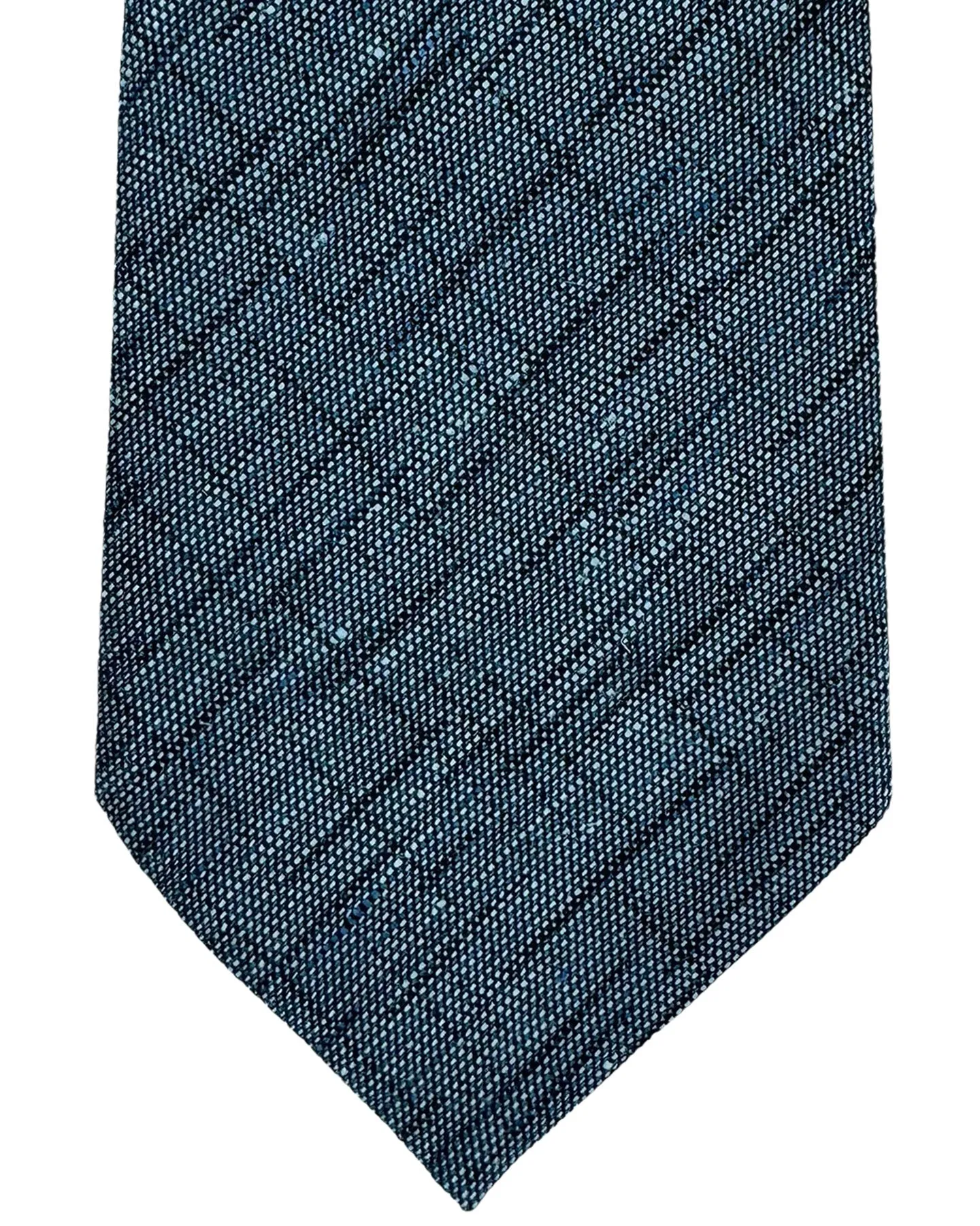 Ermenegildo Zegna Tie Blue Design - Linen Silk