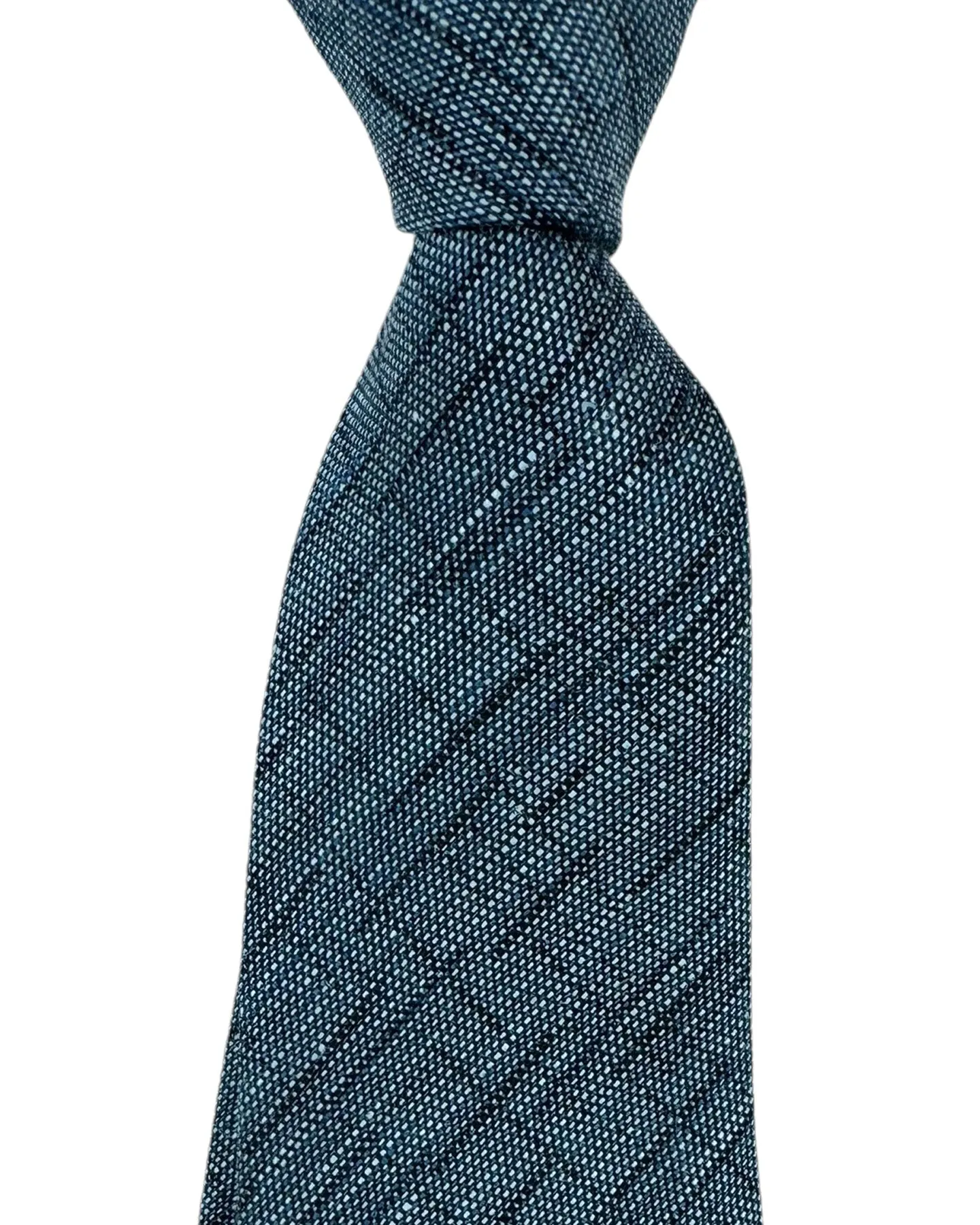 Ermenegildo Zegna Tie Blue Design - Linen Silk