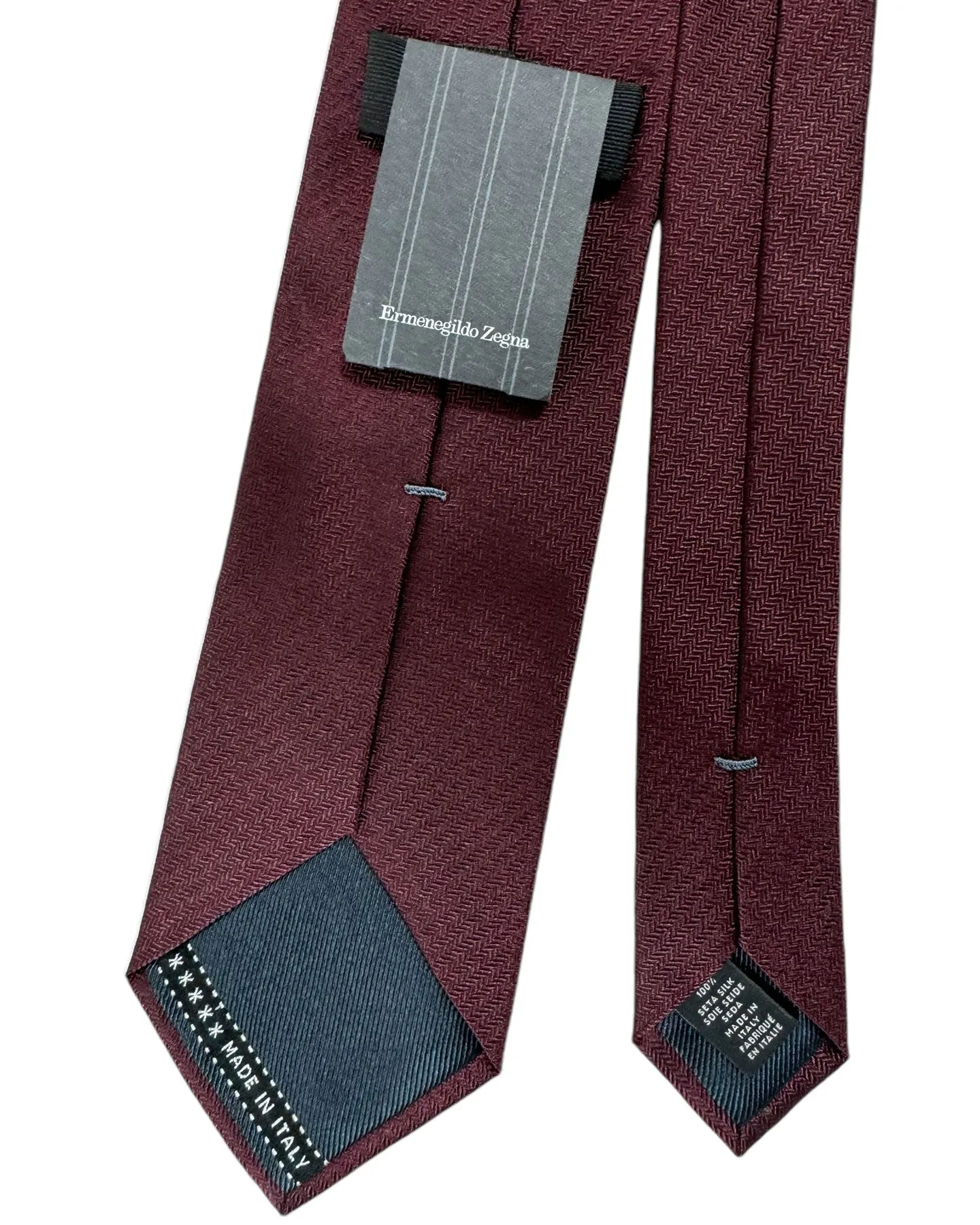 Ermenegildo Zegna Tie Maroon Herringbone